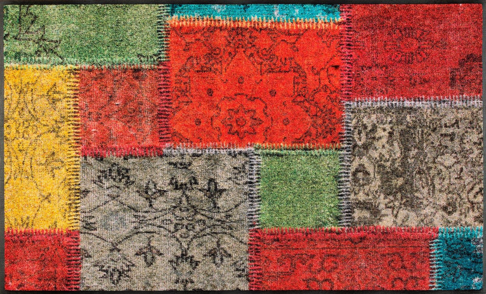 wash+dry by Kleen-Tex Läufer »Vintage Patches«, rechteckig, 7 mm Höhe, Schmutzfangläufer, modernes Patchwork Design, rutschhemmend, waschbar