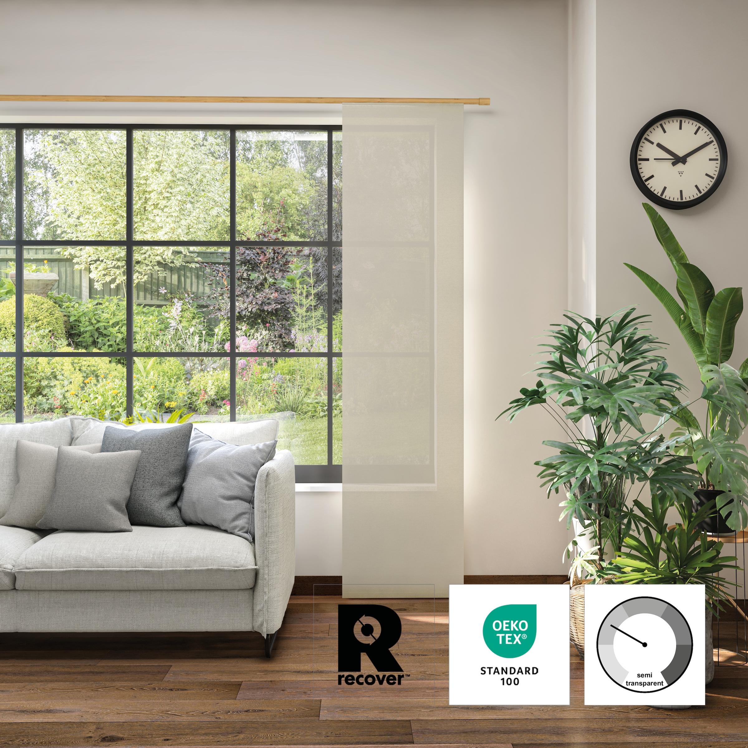 Neutex for you! Rideau coulissant »Alora Eco« Support de panneau 1 cuis tlg.