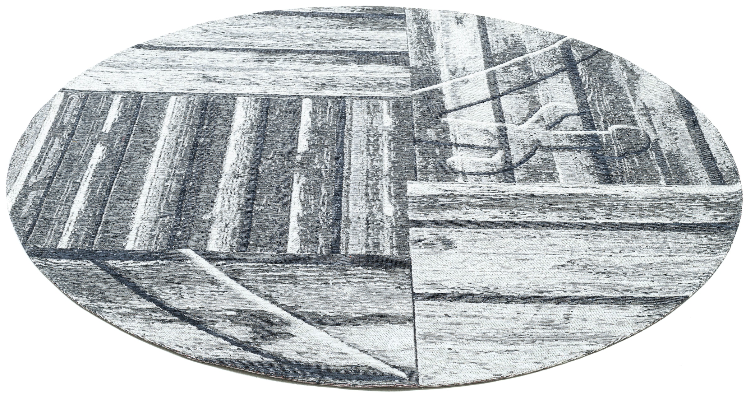Sansibar Teppich »Keitum 010« rund 3 mm Höhe Flachgewebe, modernes Holz Design, Motiv, gekreuzte Säbel