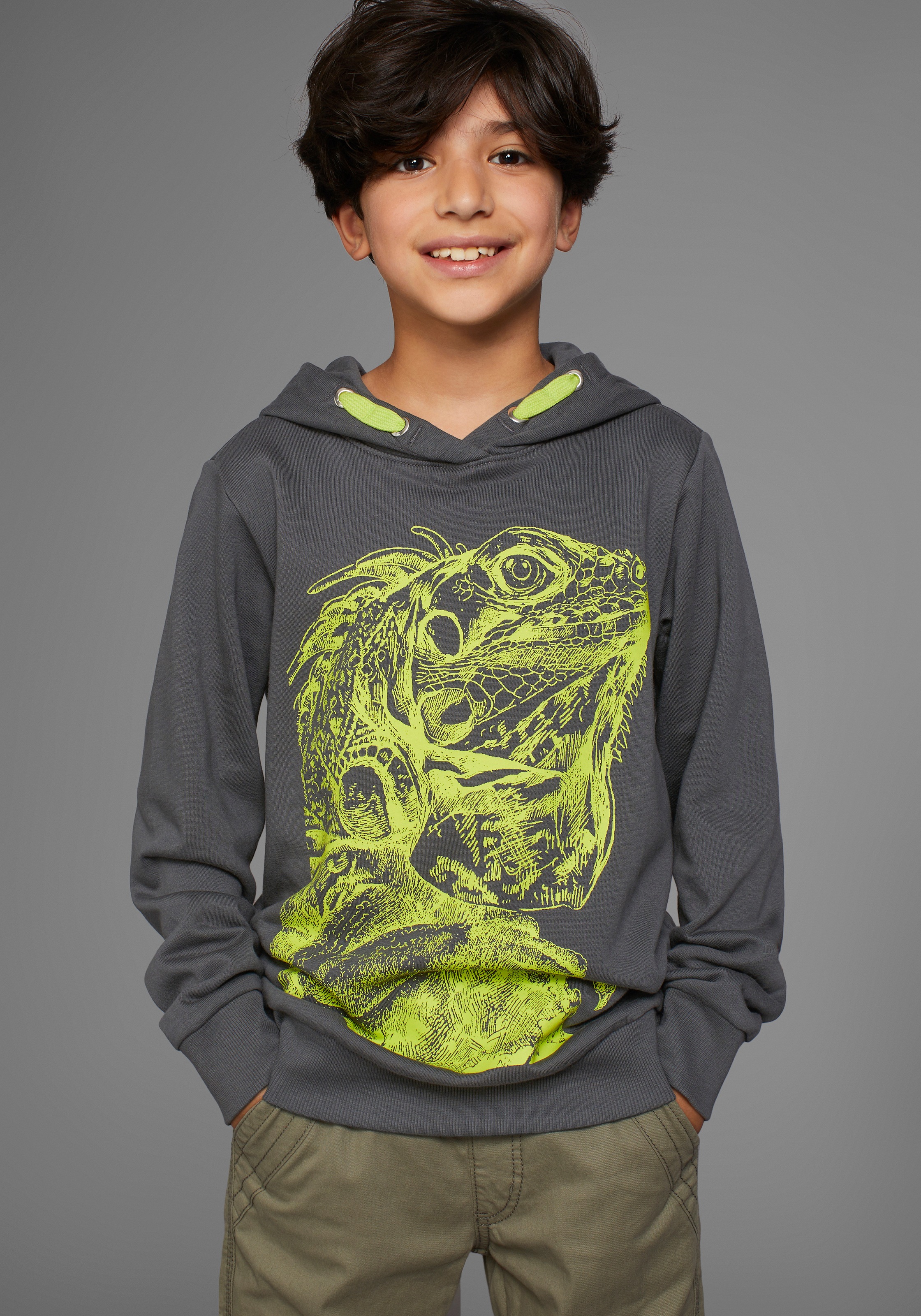 Image of KIDSWORLD Kapuzensweatshirt "GECKO - Print", cooles Tiermotiv