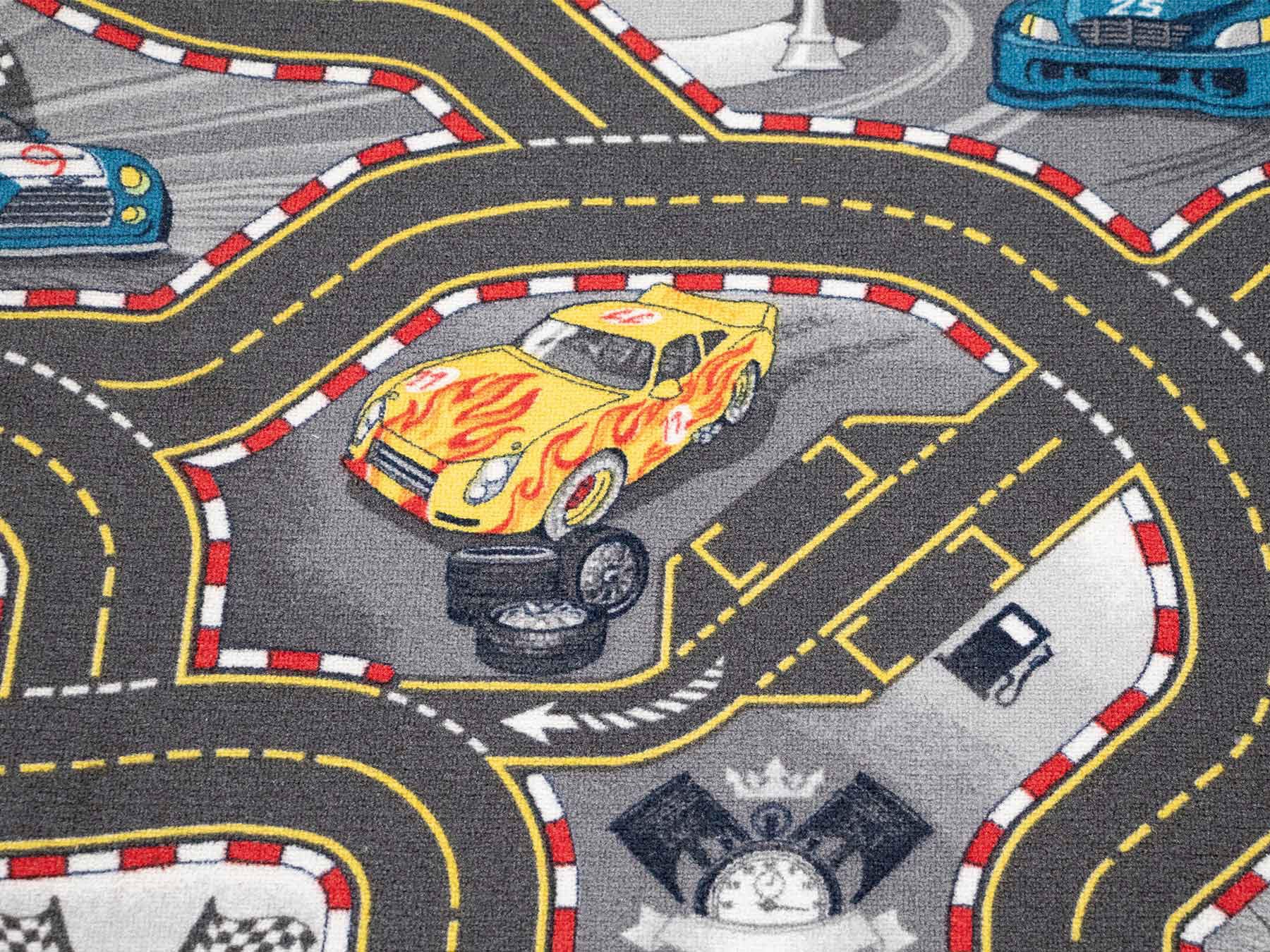 Primaflor-Ideen in Textil Kinderteppich »Spielteppich CARS«, rechteckig, 6,5 mm Höhe, Kurzflor, Strassen-Spiel-Teppich, Motiv Autos, Kinderzimmer