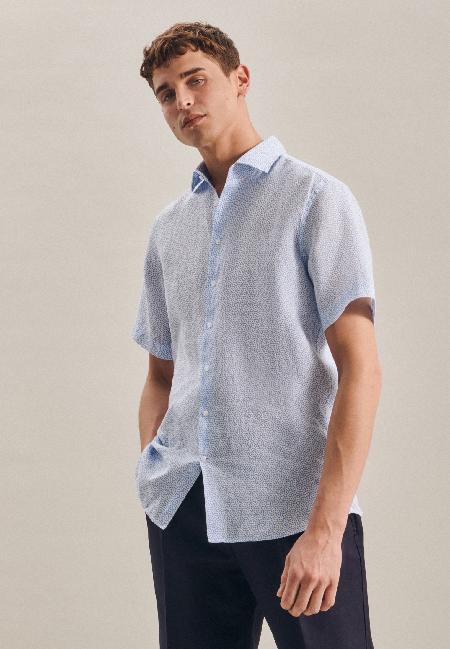 Image of seidensticker Leinenhemd »Regular«, Regular Kurzarm Kentkragen Druck bei Ackermann Versand Schweiz