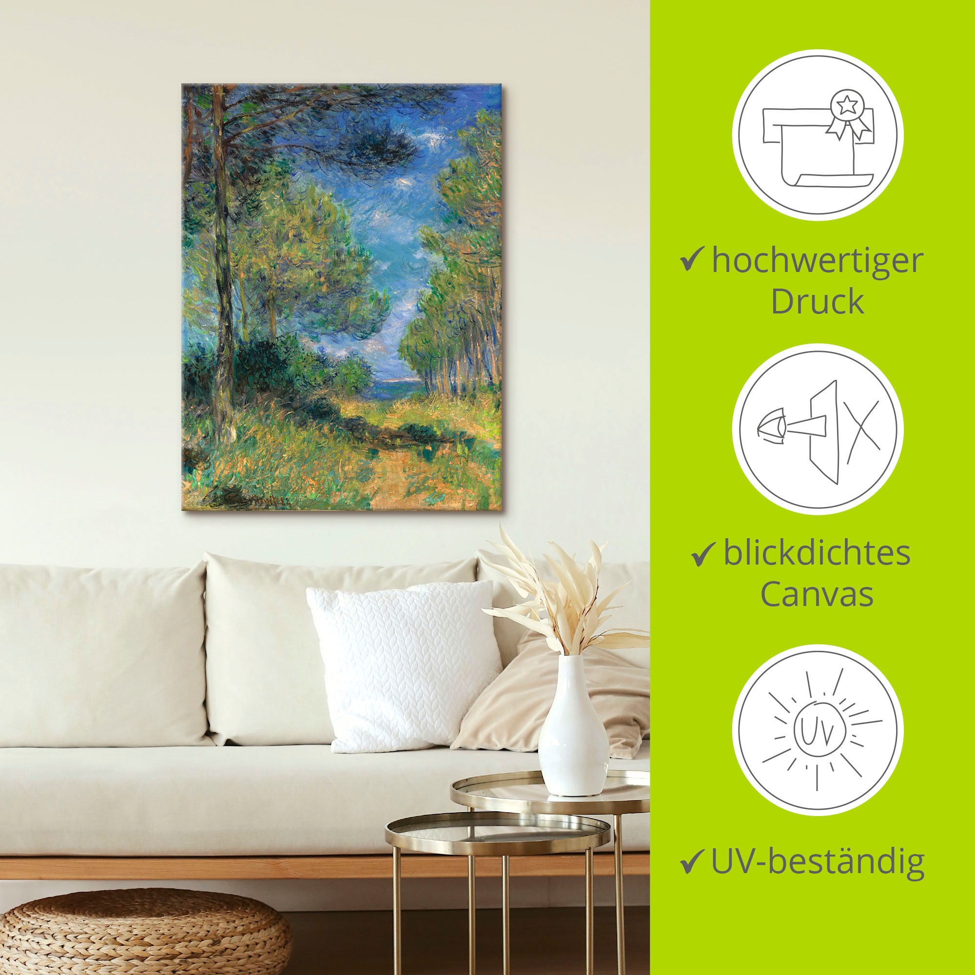 Artland Tableau sur toile »Nadelbäume in Varengeville. 1882« 1 cuis tlg. auf Holzrahmen gespannt