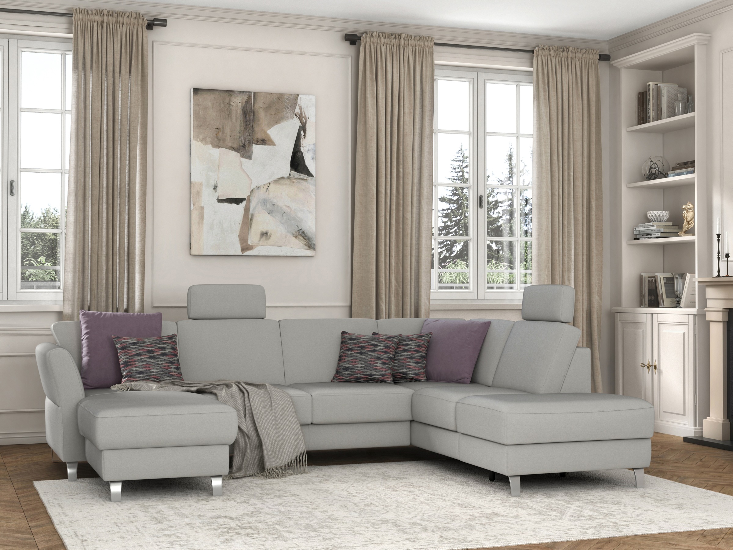sit&more Wohnlandschaft »Visby U-Form«, Wahlweise mit Bettfunktion und Stauraum, frei im Raum stellbar