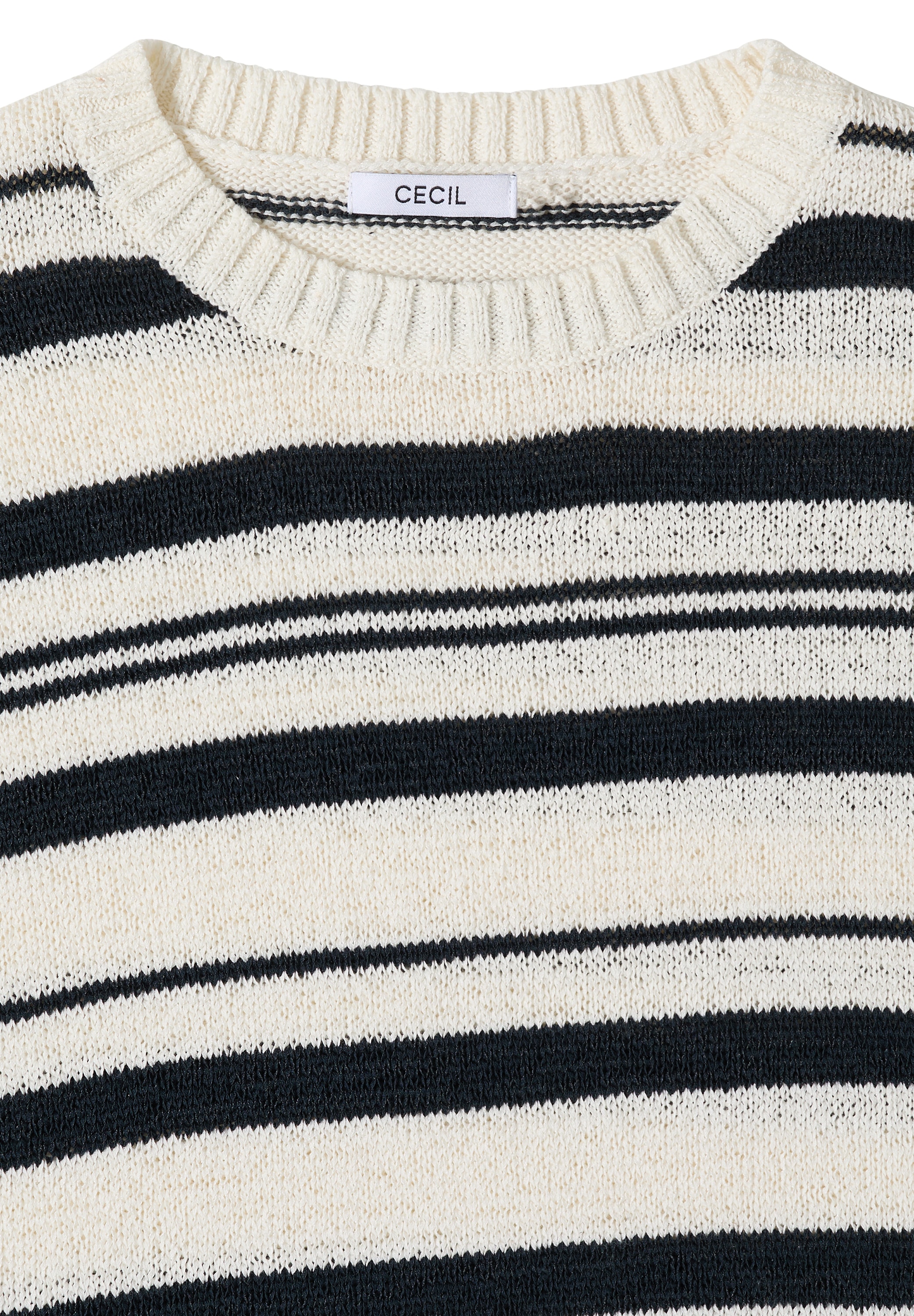 Cecil Kurzarmpullover im Streifendessin, Sommerstrick