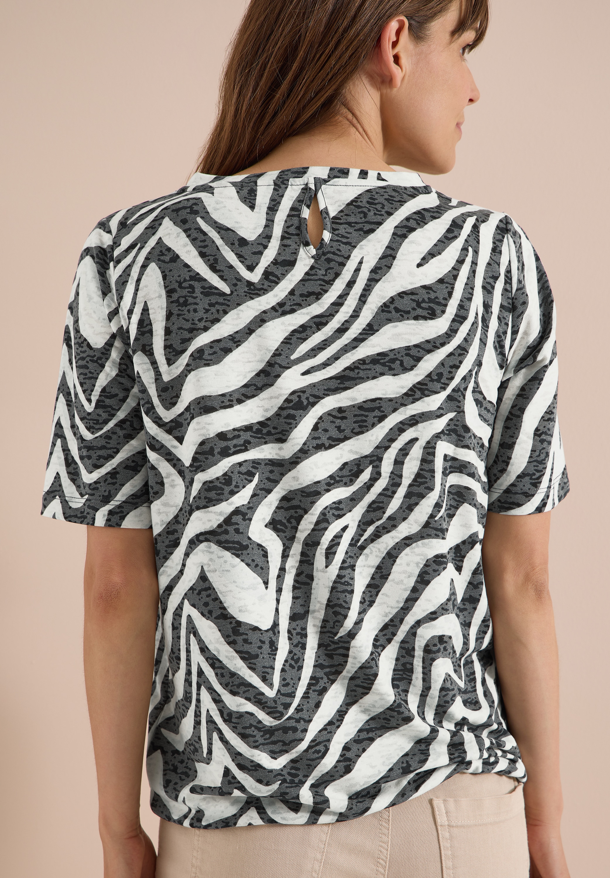 Cecil T-shirt imprimé Ausbrenner-Optik, elastischer Saum, Viskosemix