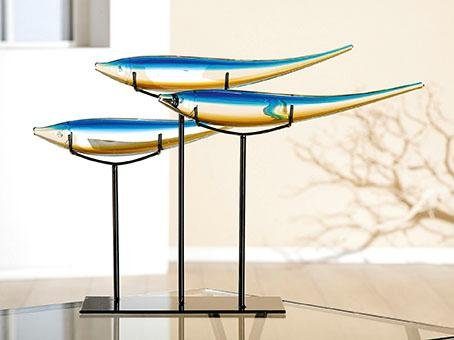 Image of GILDE GLAS art Dekofigur »Fischschwarm«, (1 St.), Dekoobjekt, Tierfigur, Höhe 37 cm, modernes Design, aus Glas, mundgeblasen, Wohnzimmer bei Ackermann Versand Schweiz
