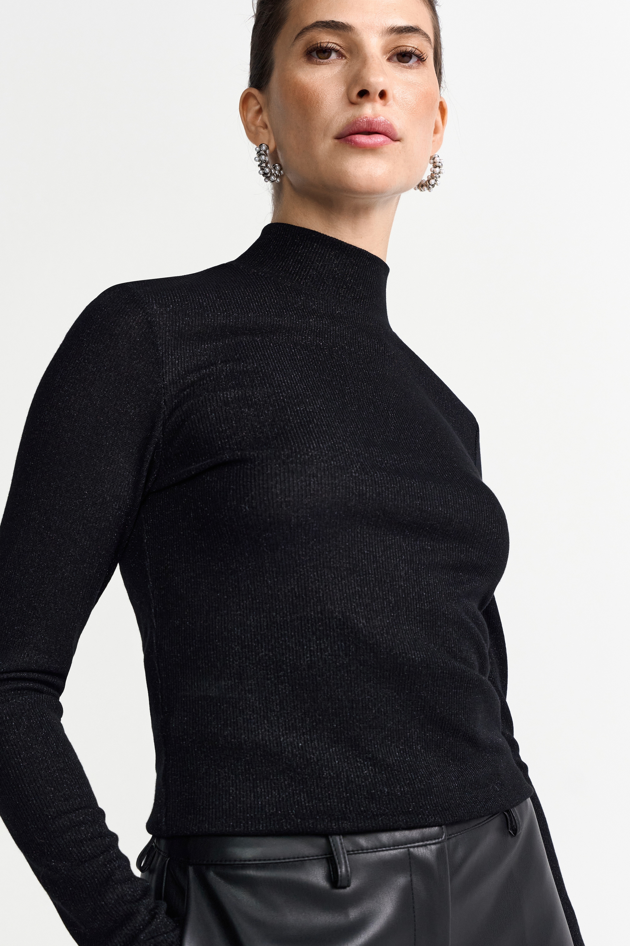 Image of RICHROYAL Longsleeve mit Glitzereffekten, Turtleneck, enger Schnitt