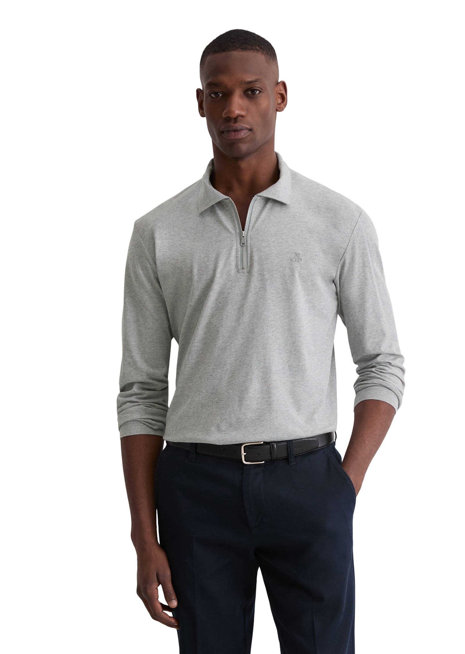 Image of Marc OPolo Langarm-Poloshirt "Jersey regular fit aus reiner Bio-Baumwolle"