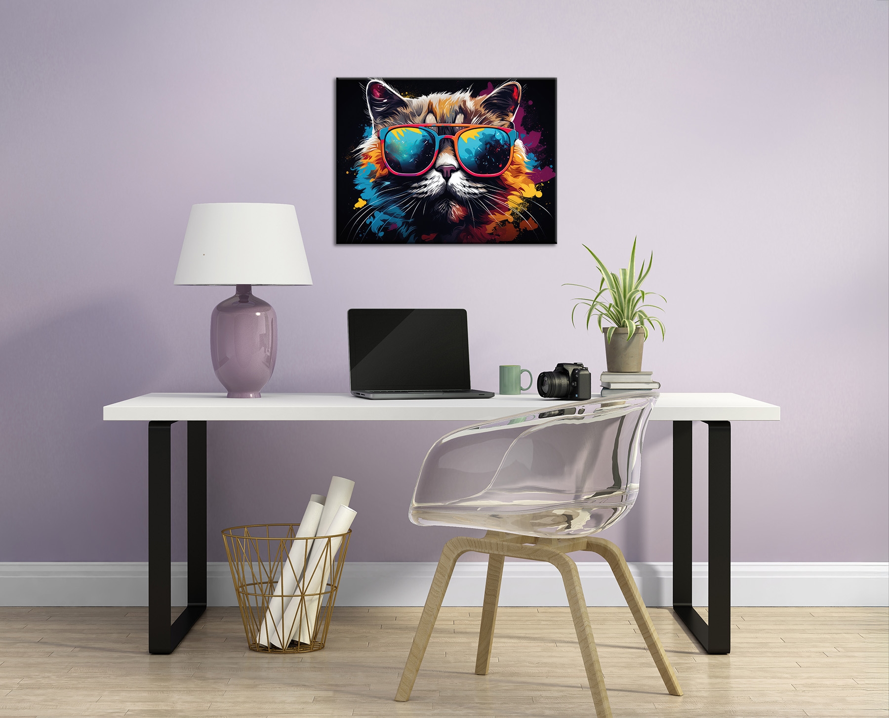 Bönninghoff Bild »Wandbild COOL CAT 46x61 cm – Leinwandbild Keilrahmen Deko modern« Katze | Katzen | Katzenbilder auf Keilrahmen gespannt