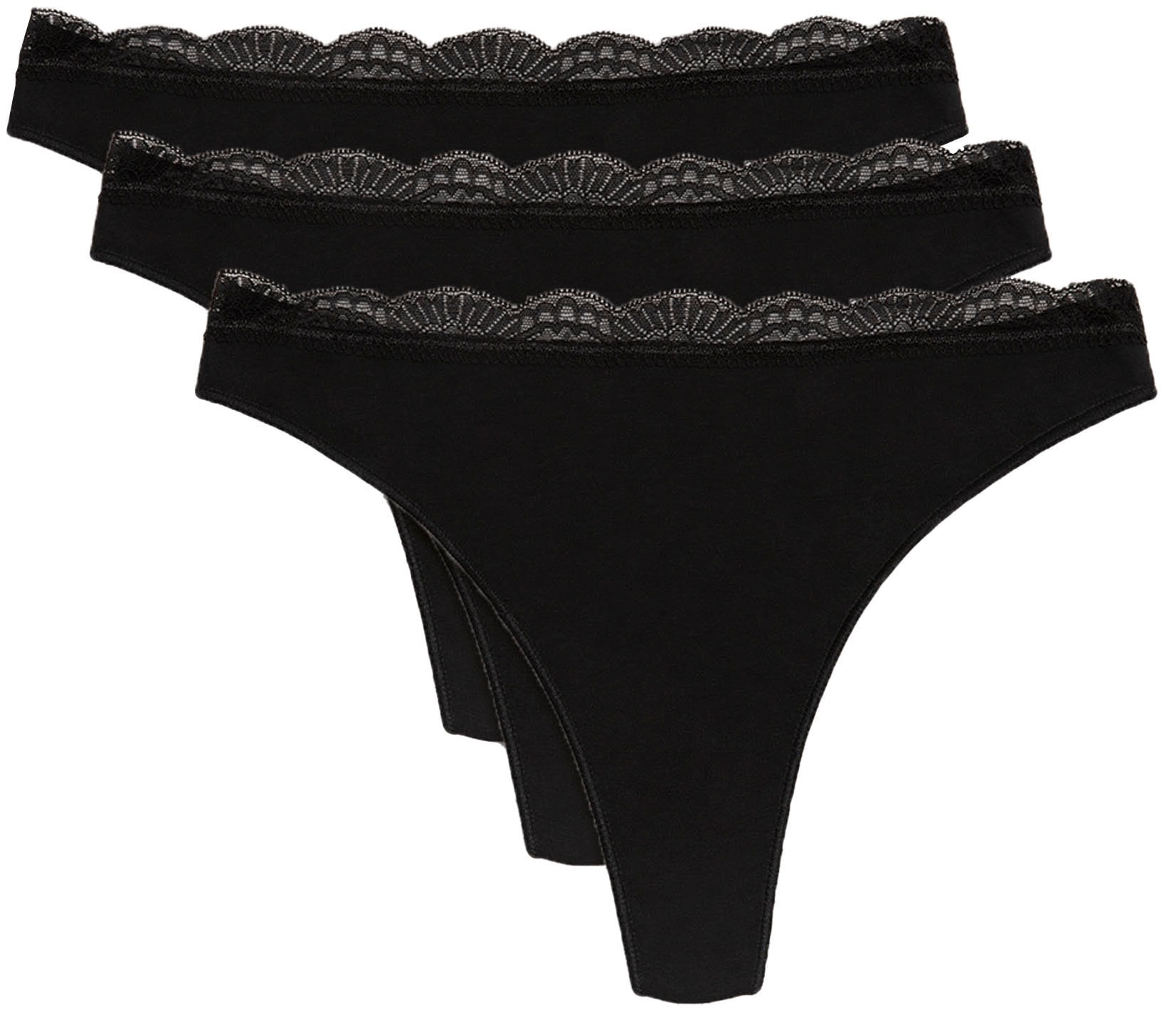 Tanga »BASIC COLLECTION COTTON WITH LACE«, (3er Pack), nicht nur bequem, sondern auch...