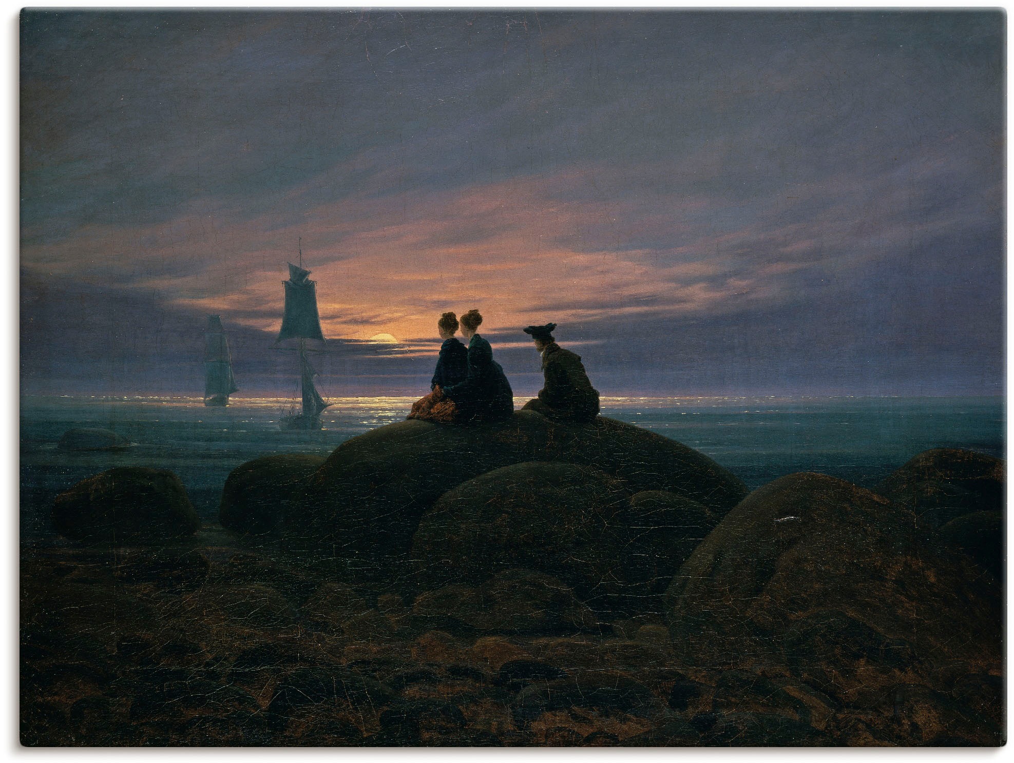 Image of Artland Wandbild »Mondaufgang am Meer Pendant«, Gewässer, (1 St.), in vielen Grössen & Produktarten -Leinwandbild, Poster, Wandaufkleber / Wandtattoo auch für Badezimmer geeignet bei Ackermann Versand Schweiz