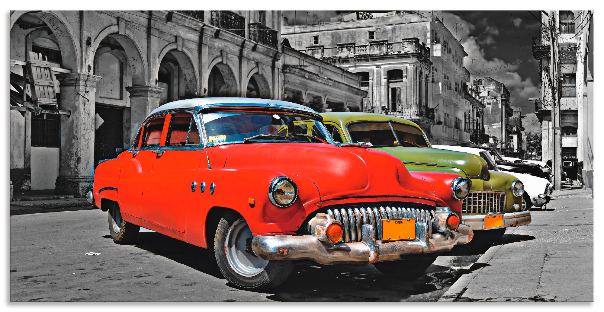 Image of Artland Alu-Dibond-Druck "Ansicht von bunten Havanna Autos" Auto 1 Stk. tlg. für Innen- und Aussenbereich geeignet, Outdoorbild