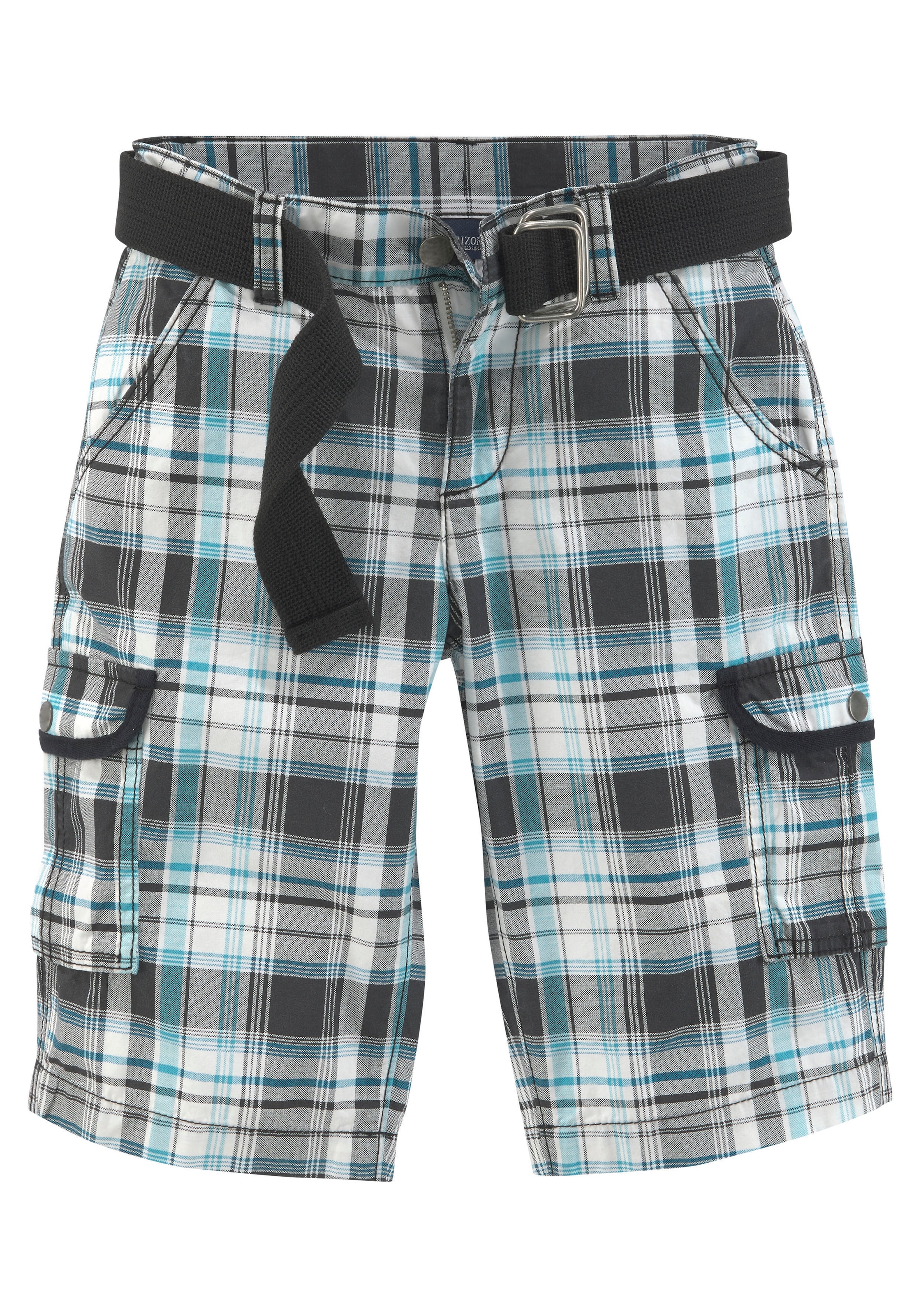 KIDSWORLD Shorts »2tlg. Bermudas mit Gürtel, Karierte Cargo-Bermudas«, (Set, 2 tlg.), mit Textilgürtel