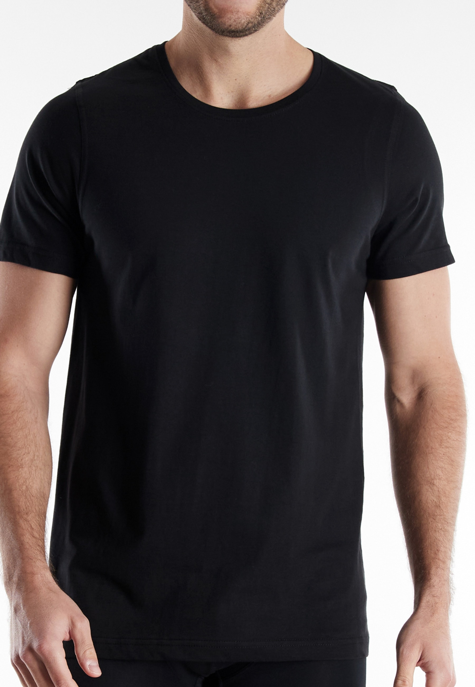 bugatti T-shirt »Bari« col rond, manches courtes, basique, coton, doux, confortable