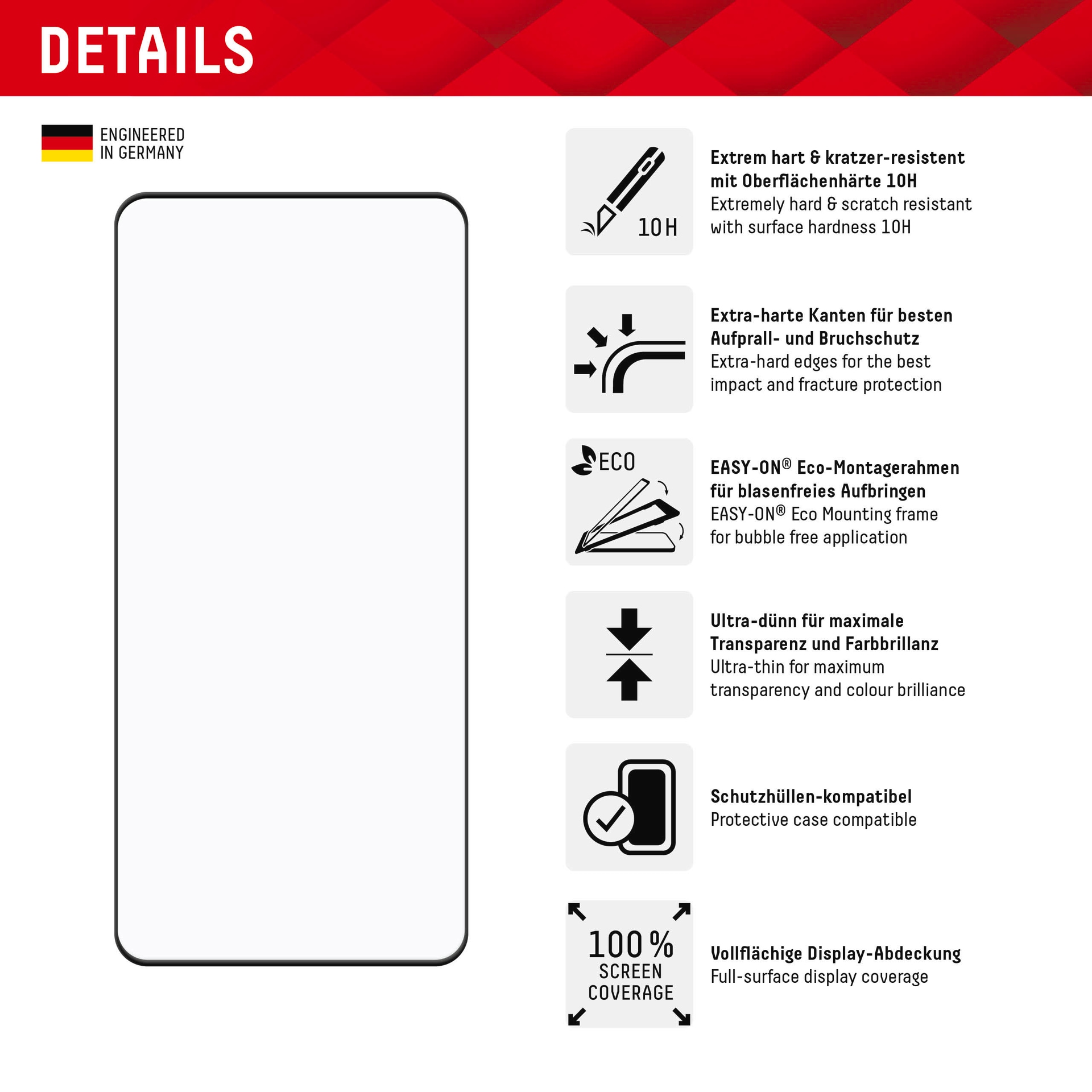 Displex Displayschutzglas »Real Glass 3D«, für Xiaomi Redmi Note 13 Pro+ 5G, (1 St.), Bildschirmschutz, Displayschutzfolie,Einfach anbringen,kratz-&stossfest