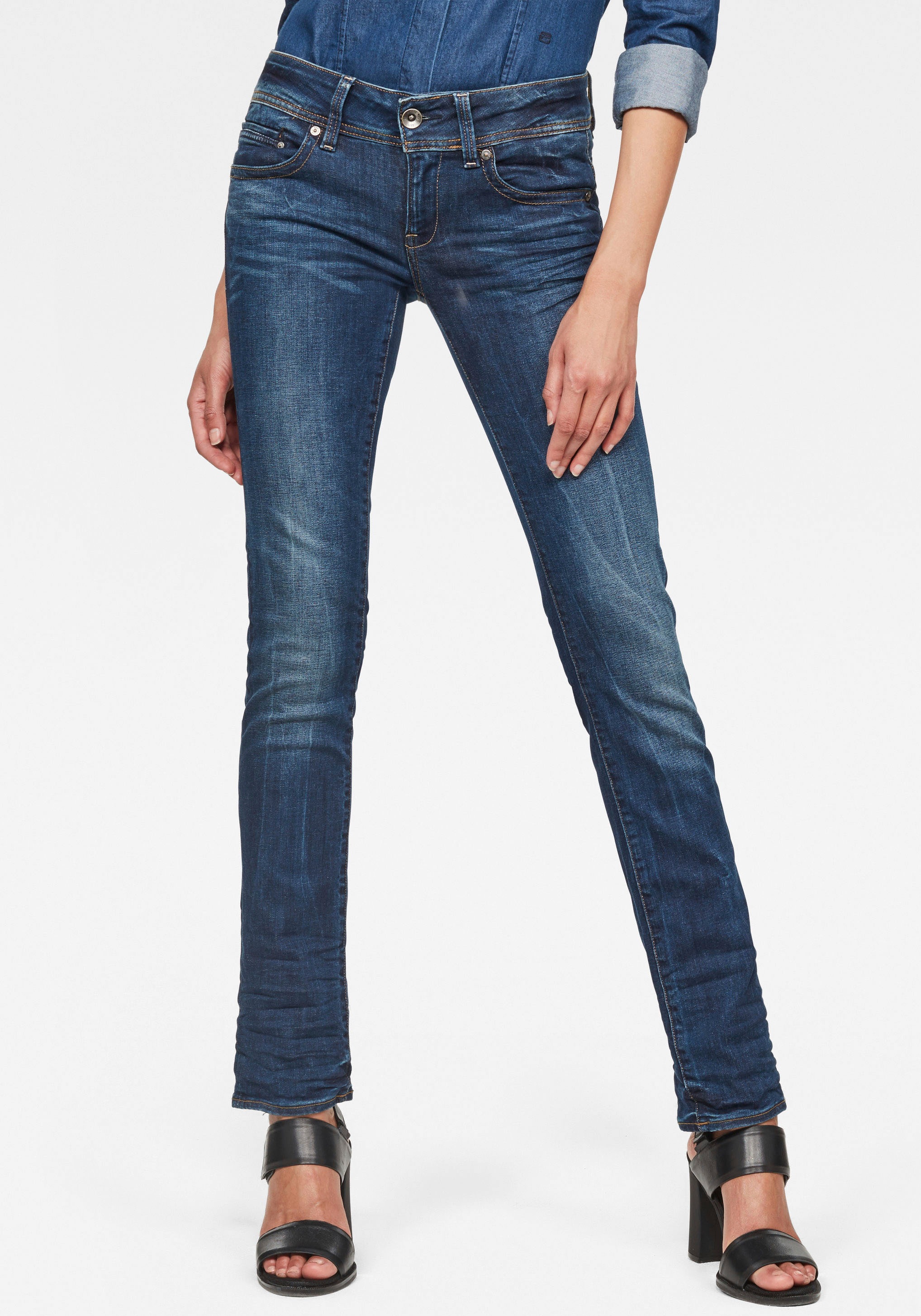 Image of G-Star RAW Straight-Jeans »Midge Saddle Straight«, 5-Pocket-Design mit markanten Steppnähten bei Ackermann Versand Schweiz