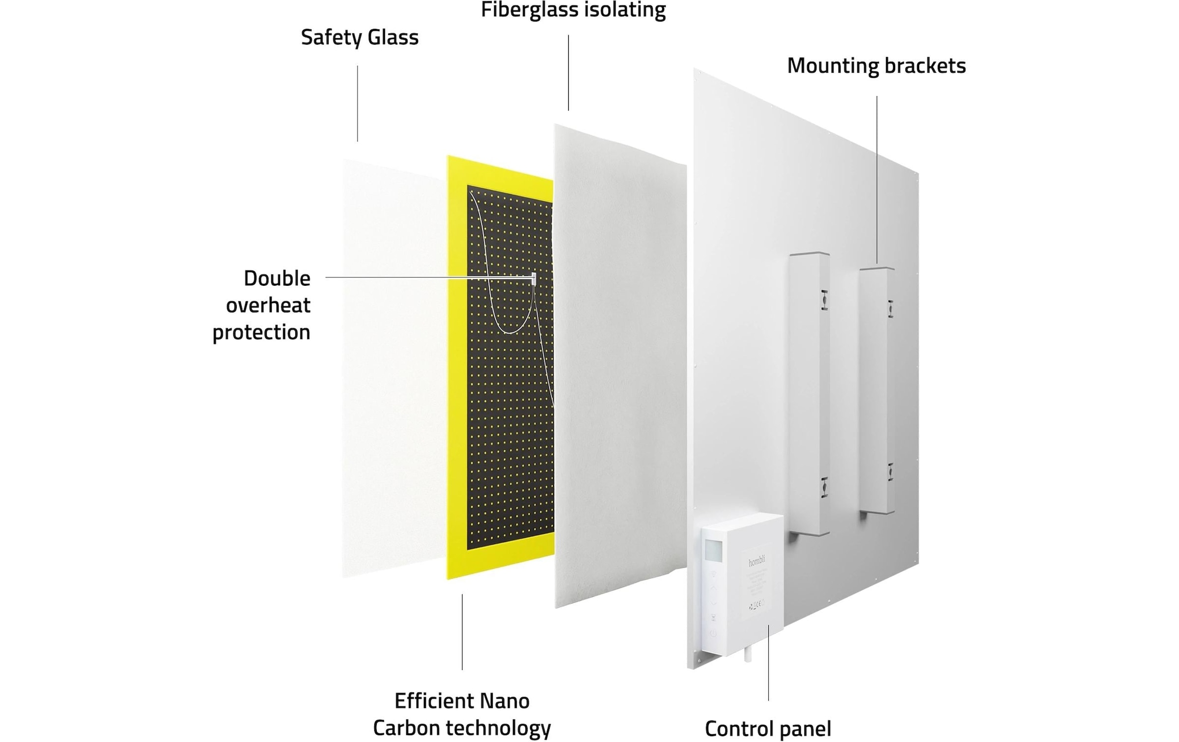 Hombli Chauffage infrarouge »smartes Infrarot Glas Heizpanel 400W Spiegel«