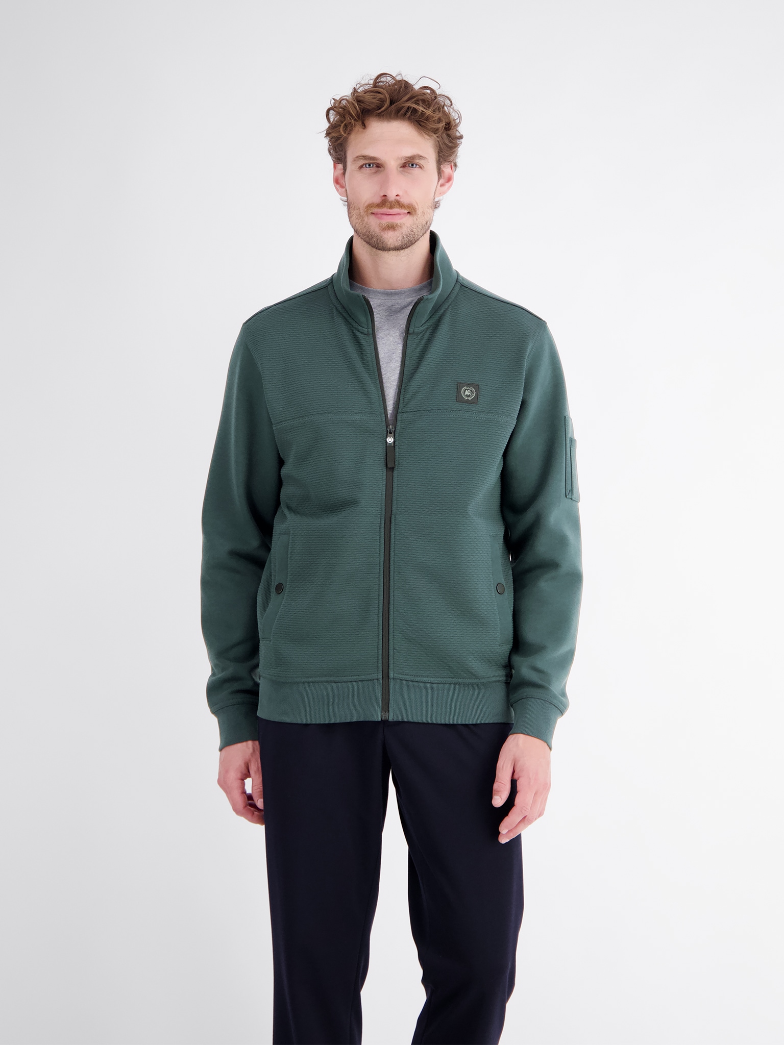 LERROS Sweatjacke mit Stehkragen und Reissverschluss