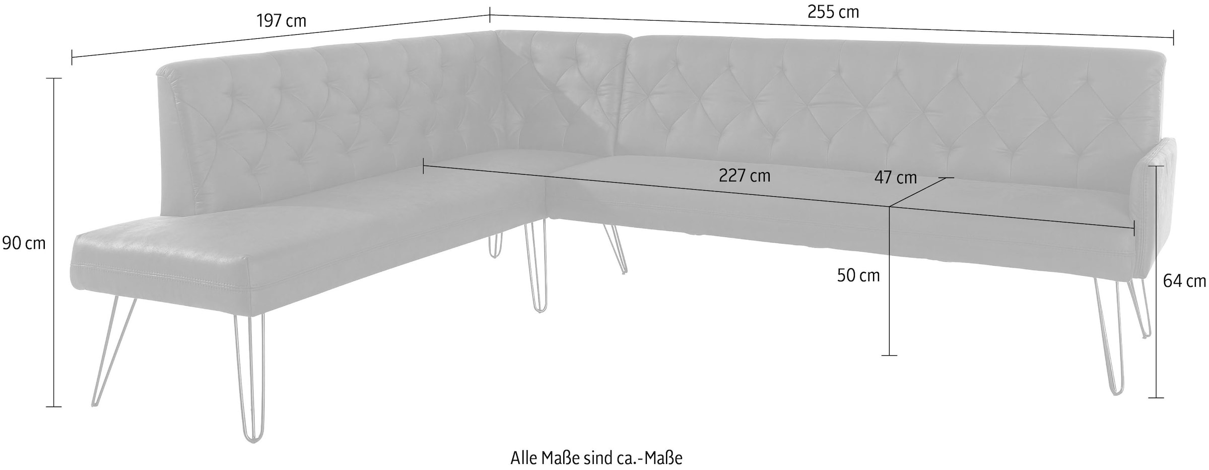 exxpo - sofa fashion Eckbank »Doppio, Chesterfield Optik, komfortabel und bequem, hohe Designfüsse«, Frei im Raum stellbar