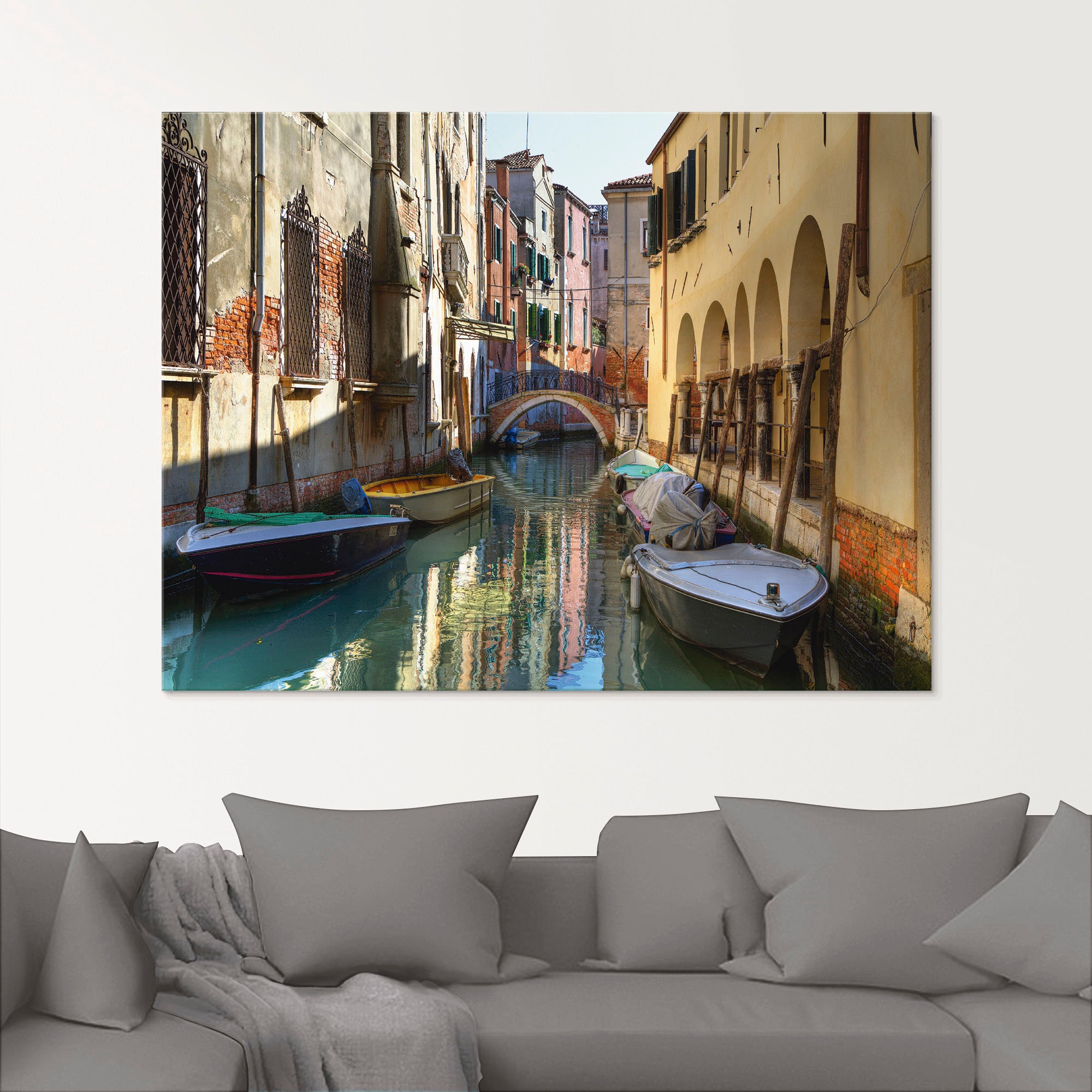 Artland Glasbild »Boote auf Kanal in Venedig« Italien 1 Stk. tlg. in verschiedenen Grössen