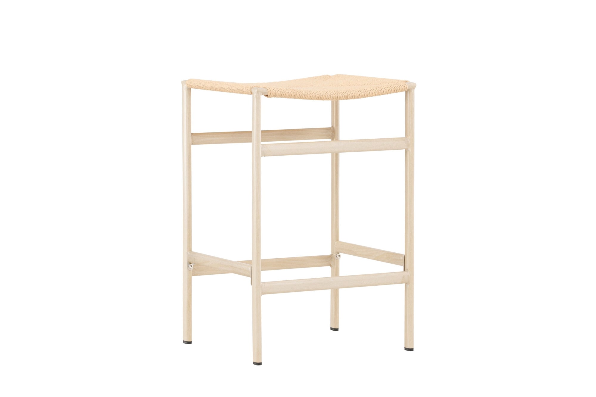 Venture Home Tabouret de bar »Polly, 2er-Set Barhocker mit Seil-Sitz, Stahlbeine, 120 kg« Ensemble, 2 cuis tlg. tabouret de bar, tresser, bois de caoutchouc, cadre en acier, bohème