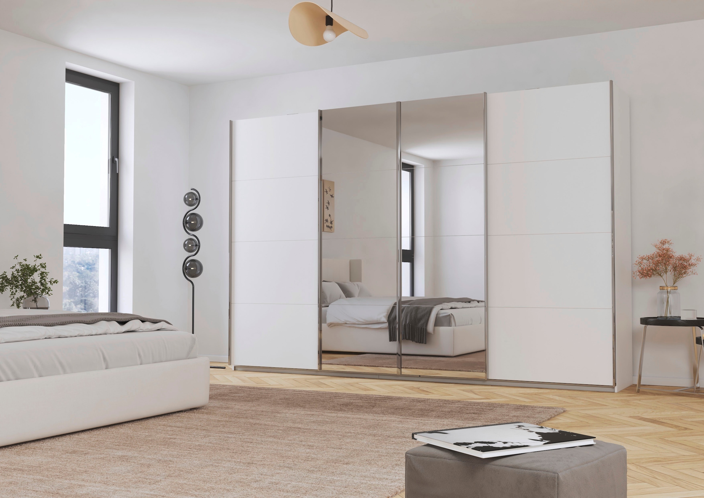 rauch Schwebetürenschrank »Kleiderschrank Schrank Garderobe Wäscheschrank Ankleide SYNCRONO« Mitteltüren öffnen parallel, Breiten 271/316/361 cm Höhen 211/230 cm,  Mitteltüren mit praktischer Synchron-Öffnung MADE IN GERMANY