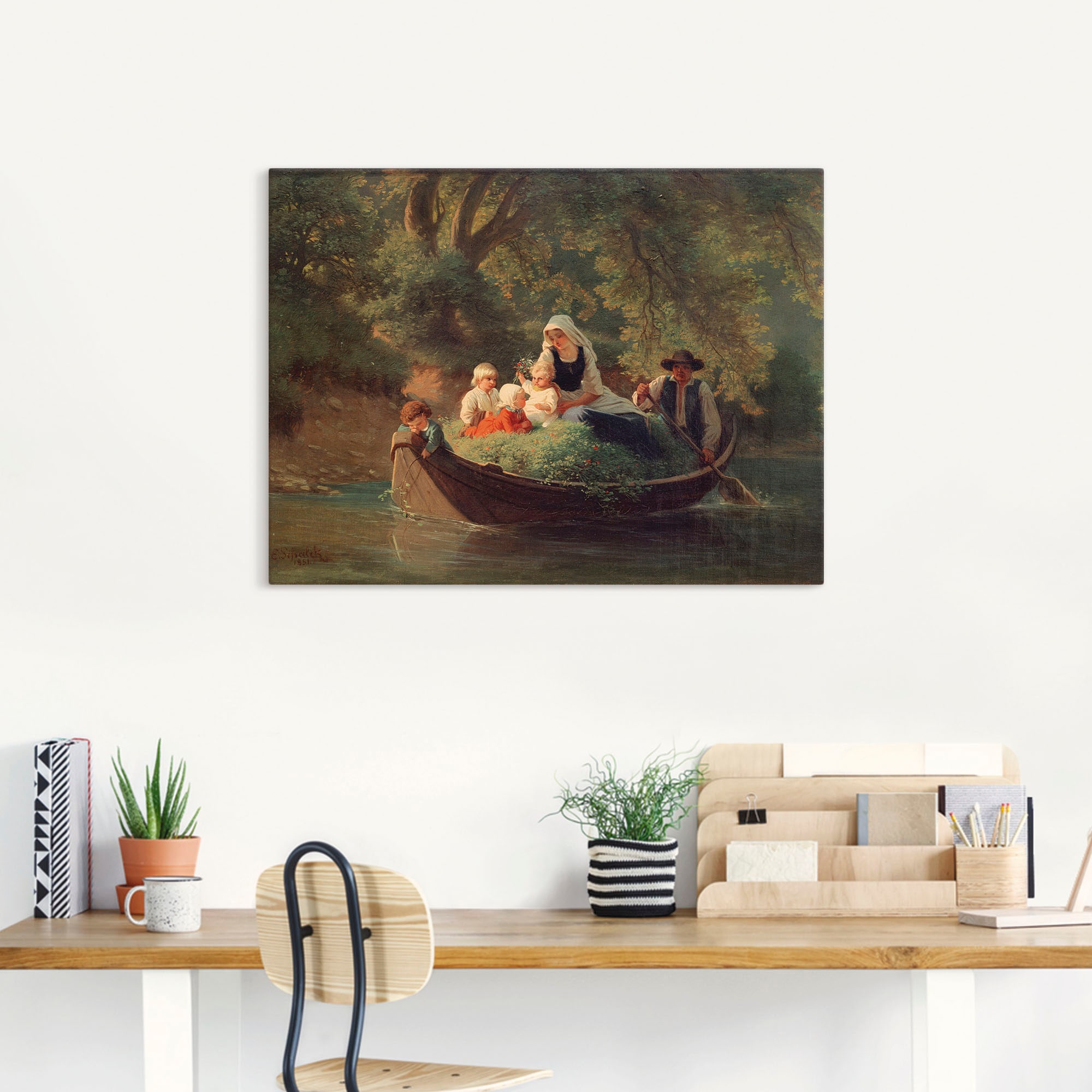 Artland Wandbild »Bauernfamilie in einem Boot«, Gruppen & Familien, (1 St.), als Leinwandbild, Poster in verschied. Grössen