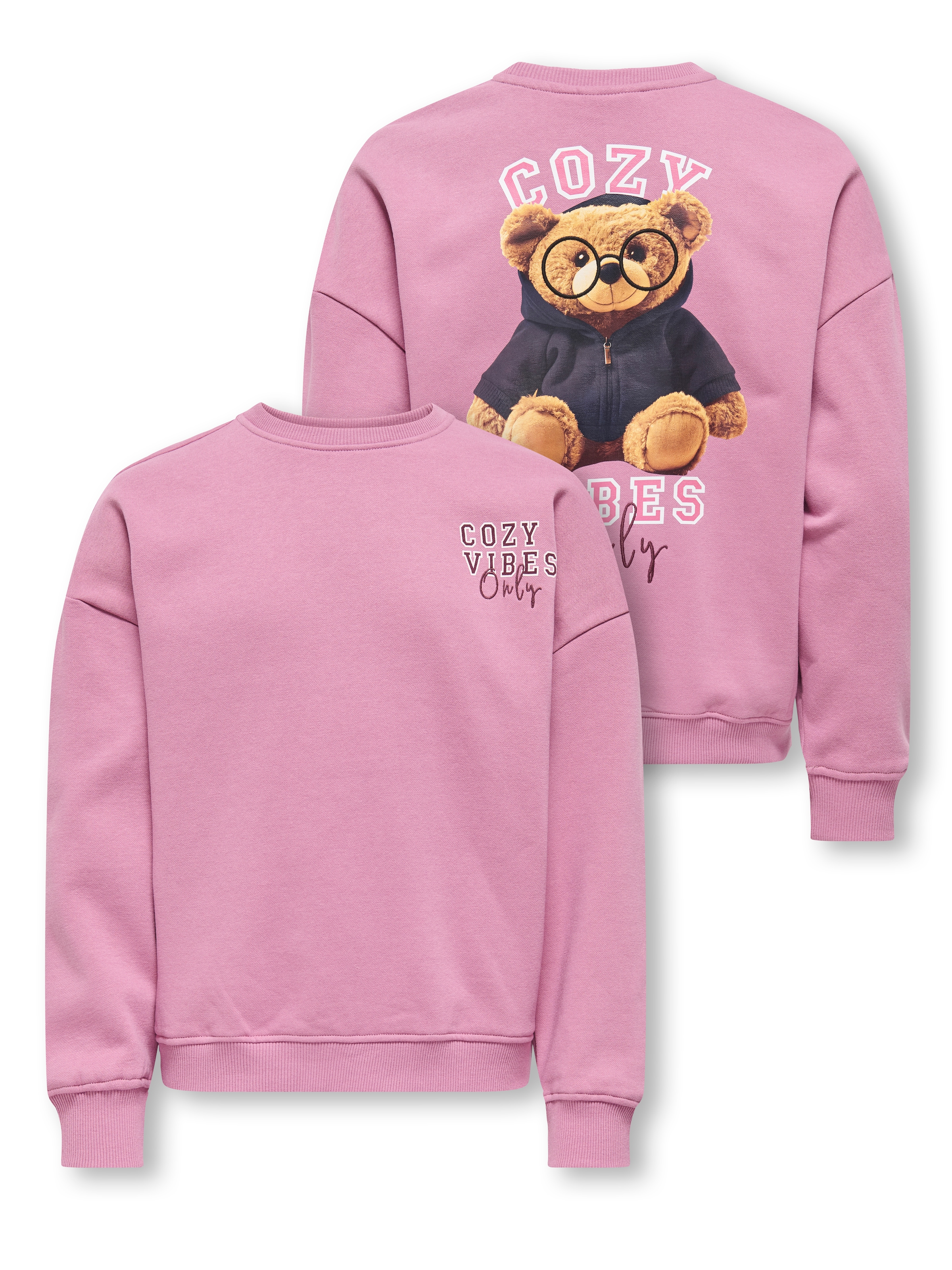 Image of KIDS ONLY Sweatshirt "KOGBILA L/S OVZ PRINT O-NECK SWT NOOS", Baumwollmischung, oversize