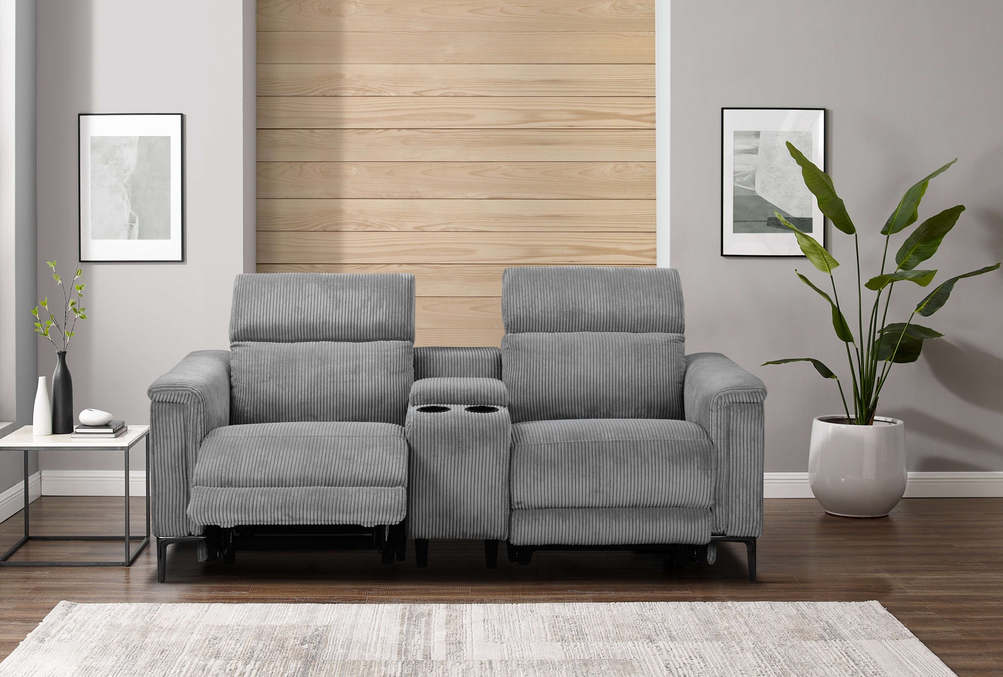 Home affaire 2-places »Lund in Cord, 2er-Kinosofa, TV-Sessel, Multimedia-Sofa, USB-A,« m. elektrischer o. manueller Relaxfunktion, Getränkehalter u. Staufach