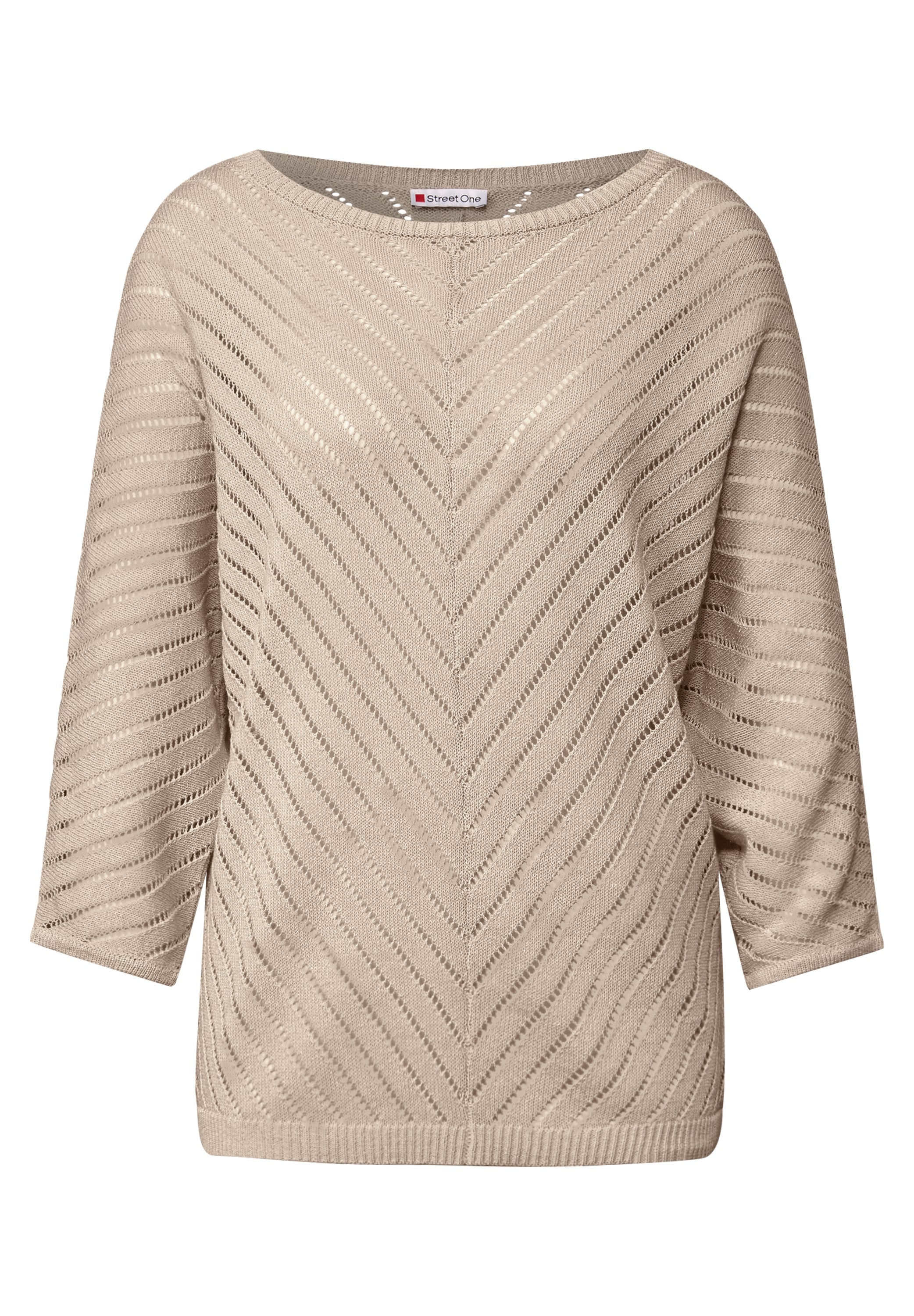 STREET ONE Strickpullover, mit durchscheinenden Häkel-Details und grafischem Muster