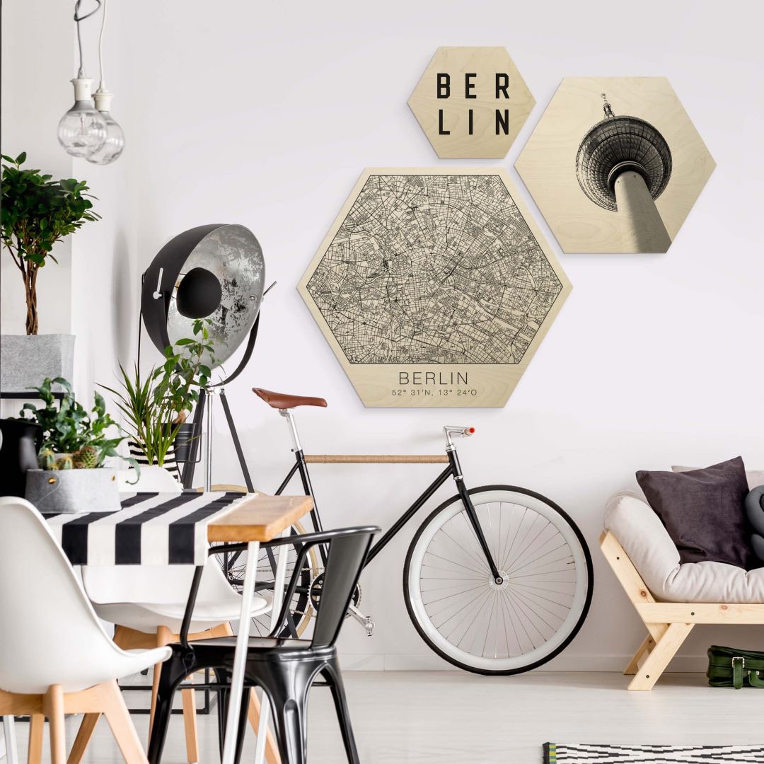 »Hexagon Typisch St.) (Set, Wall-Art versandkostenfrei Bilder Berlin ♕ Set City«, kaufen Mehrteilige 3