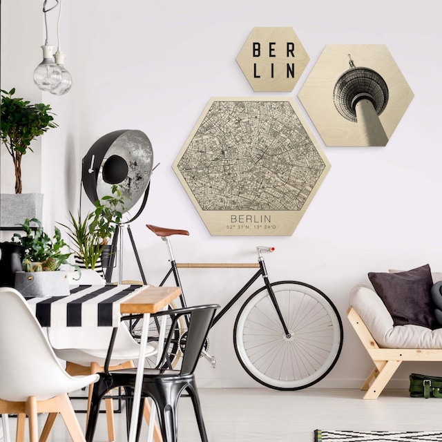 ♕ Wall-Art Mehrteilige Bilder »Hexagon Set Typisch Berlin City«, (Set, 3 St.)  versandkostenfrei kaufen