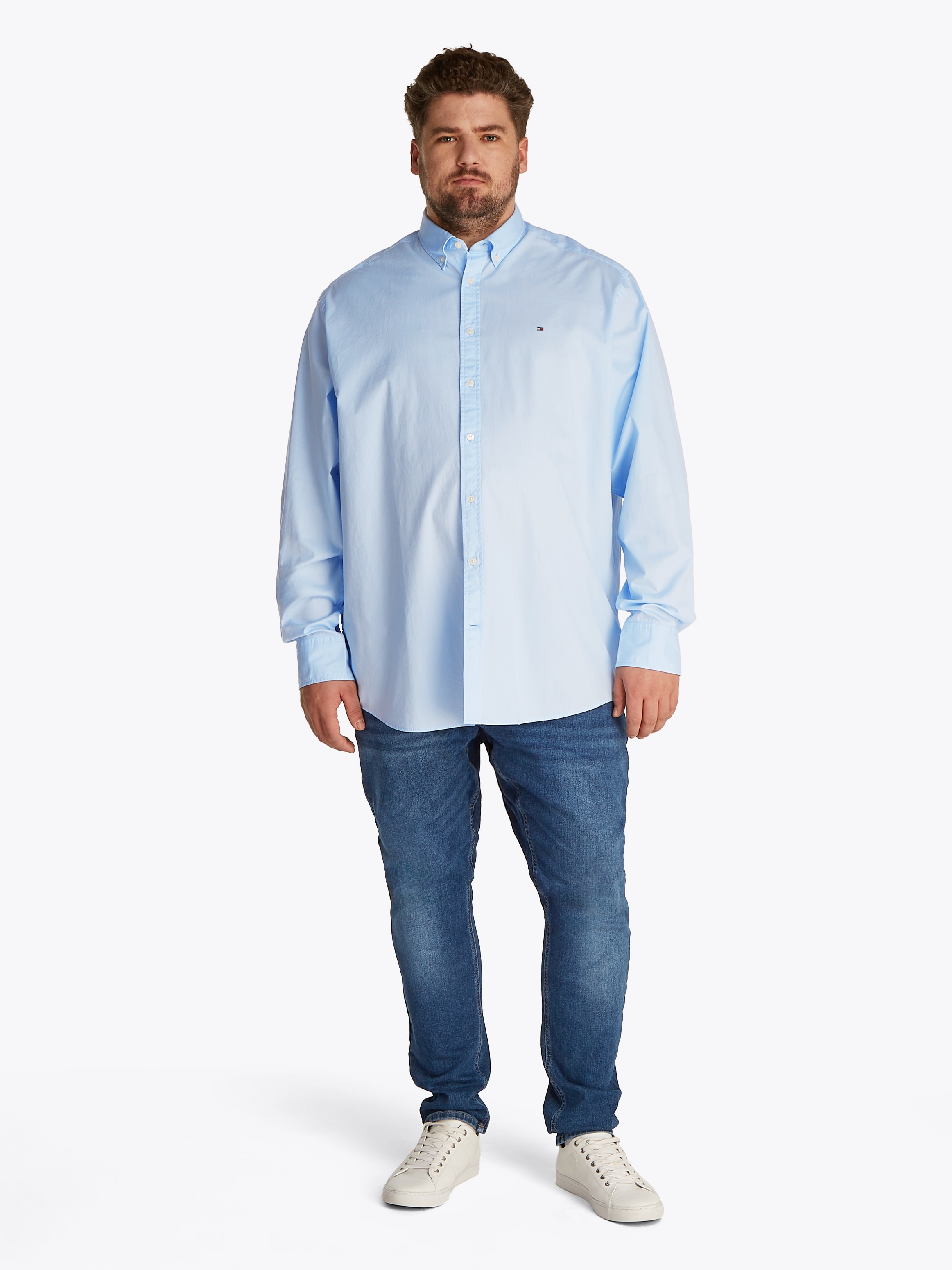 Tommy Hilfiger Big & Tall Langarmhemd »BT-FLEX POPLIN SOLID RF SHIRT-B«, Grosse Grössen
