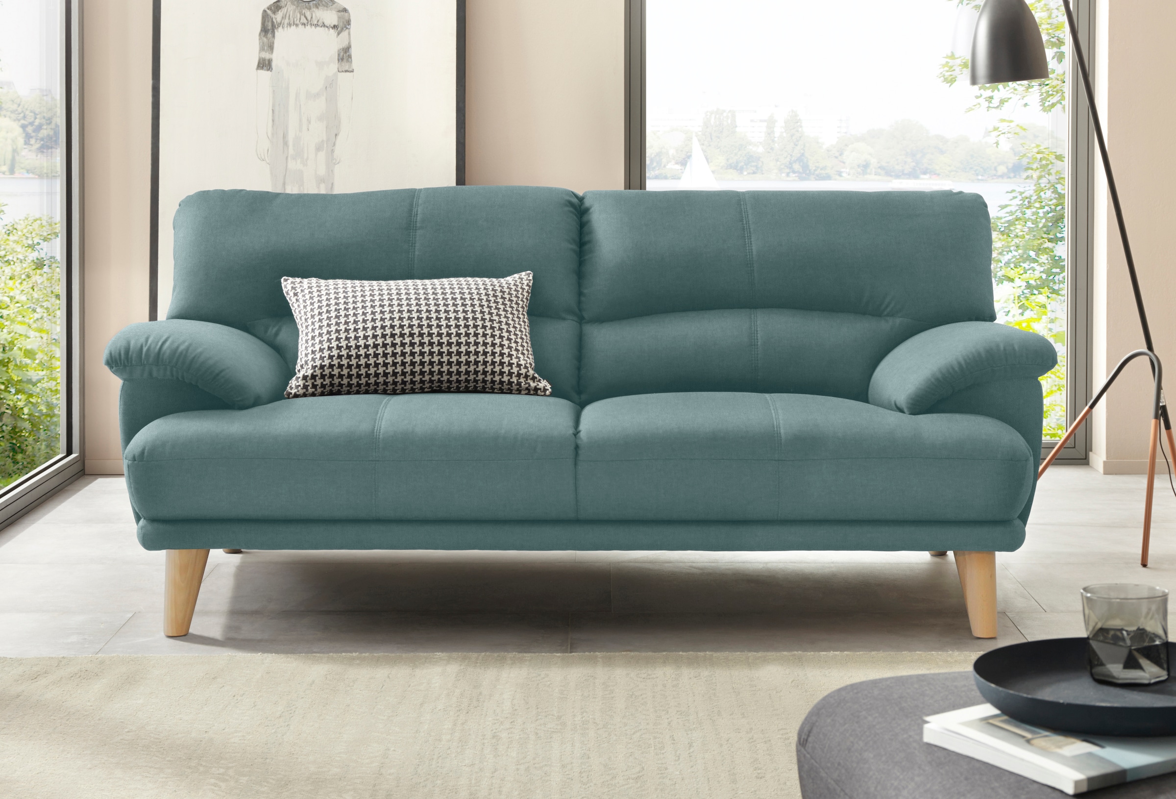 TRENDMANUFAKTUR 3-Sitzer »Cecilia, Sofa in italienischem Design« mit tollem Sitzkomfort, extrabequeme Armlehnen, Holzfüsse