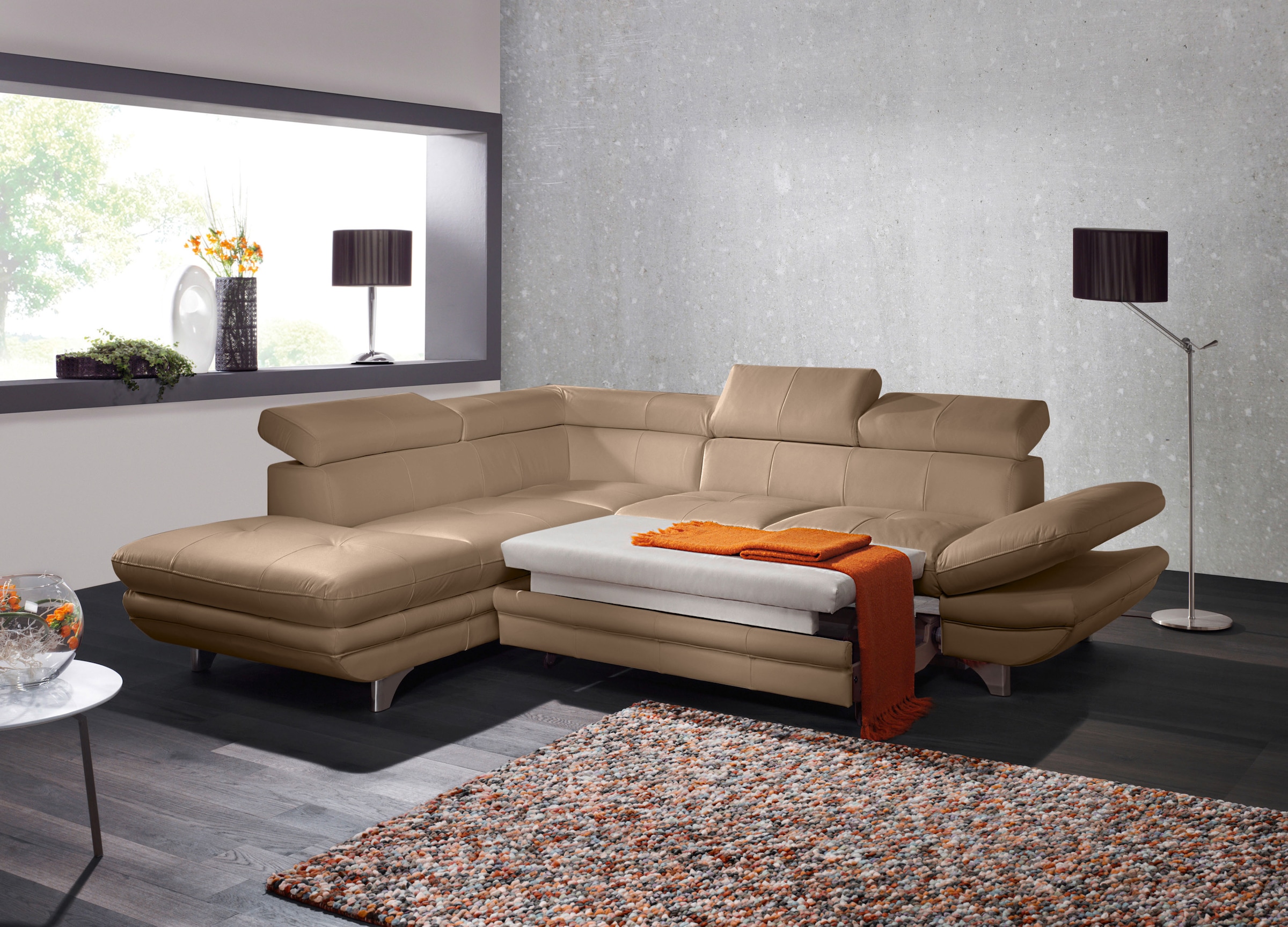 COTTA Ecksofa »Enterprise L-Form«, mit Arm- & Kopfteilverstellung, wahlweise mit Bettfunktion