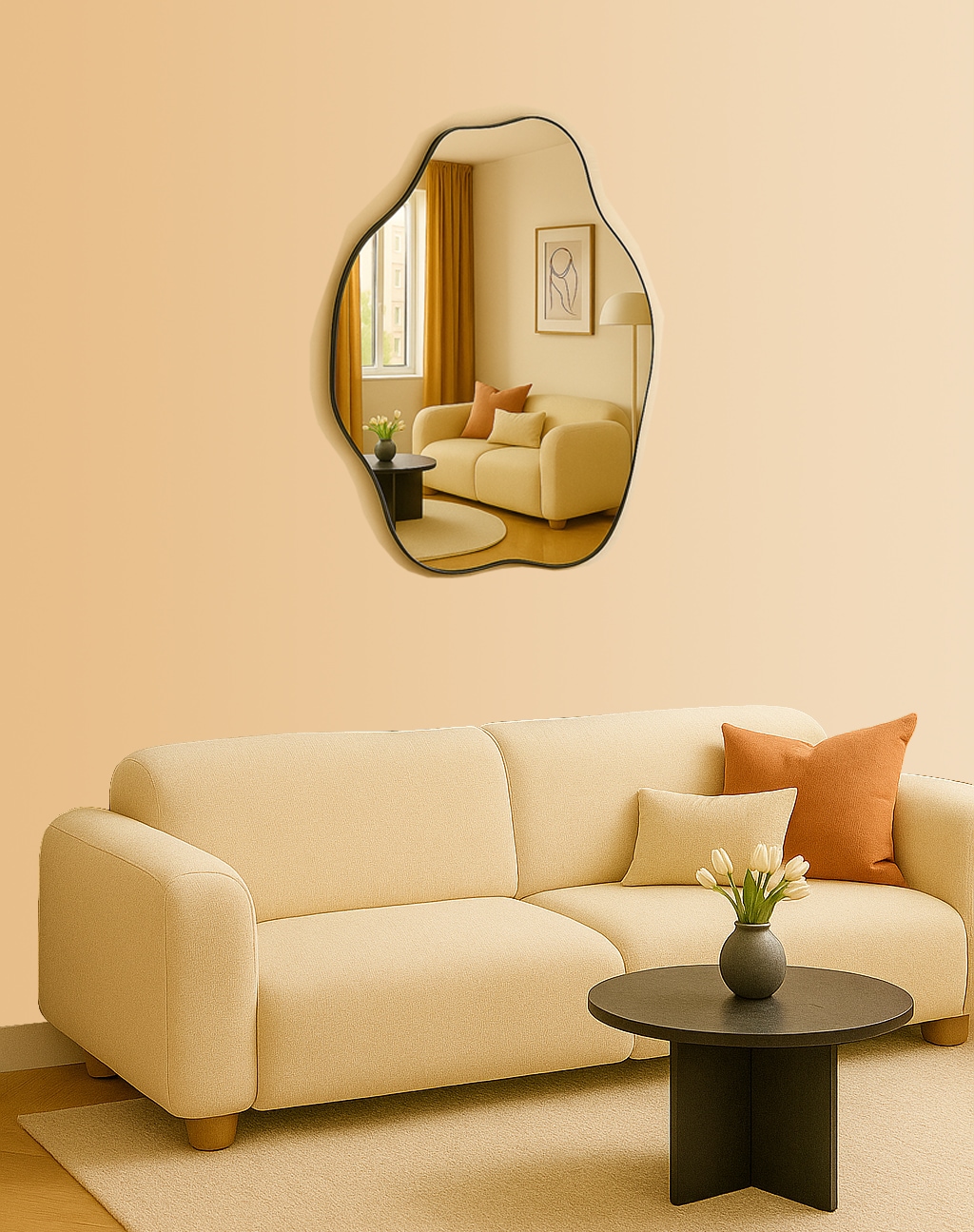 homsy by Ana Johnson Miroir mural »Missimi, Wanddekoration, 45x55cm« wellenförmig, wolkenförmig, Eleganz mit transparentem Rahmen