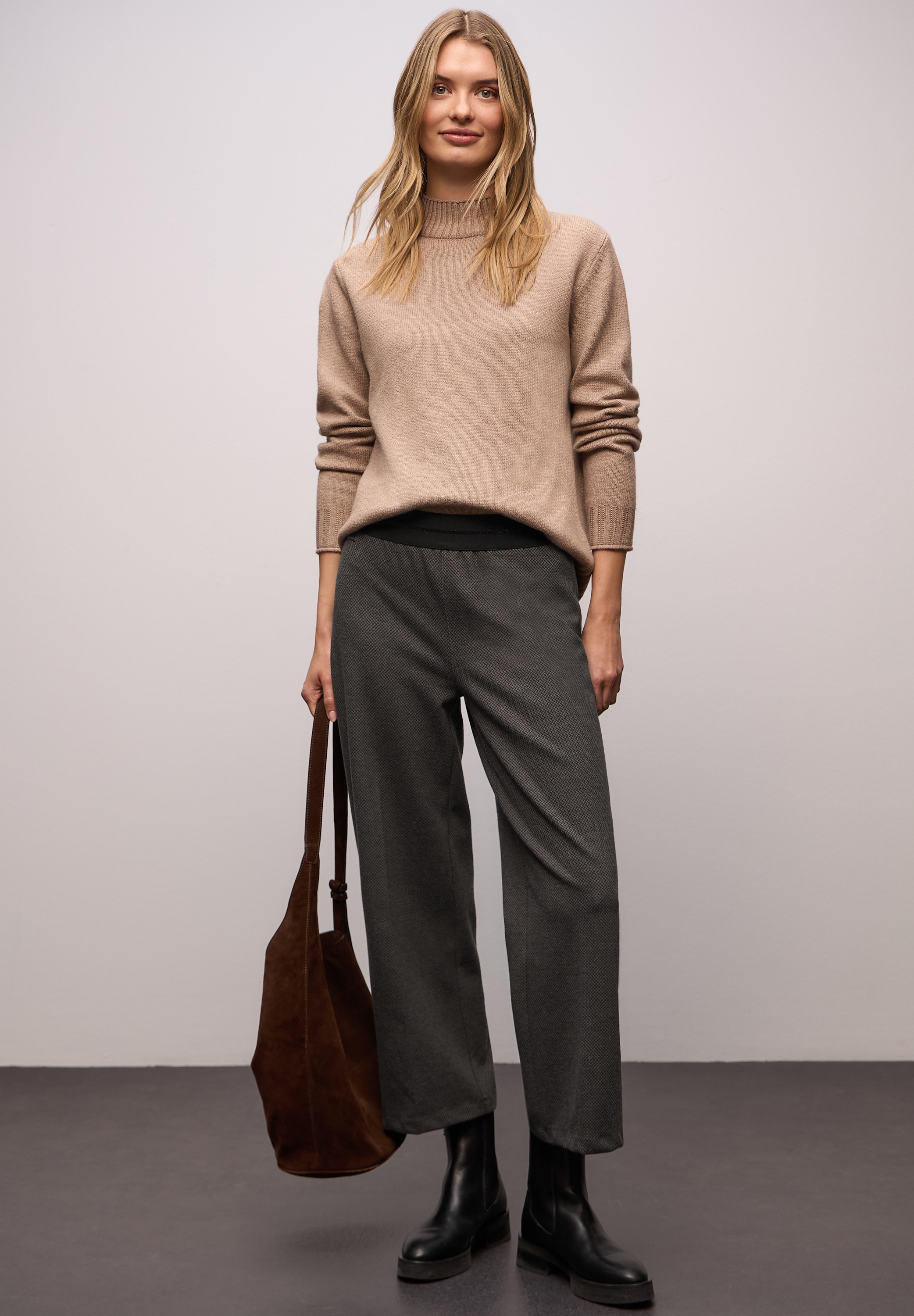 STREET ONE Pantalon tissé  mit Fischgrätmuster
