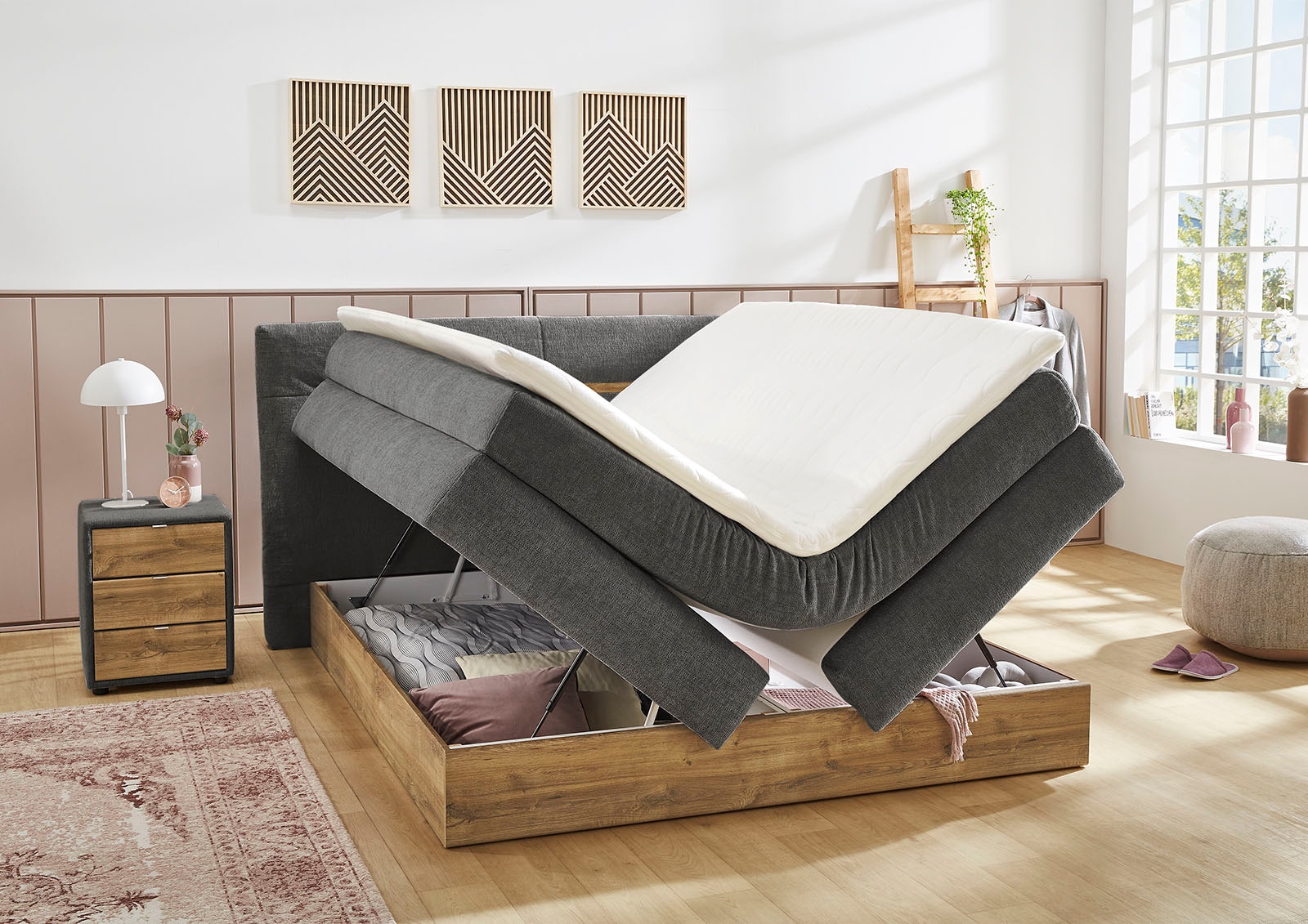 Jockenhöfer Gruppe Boxspringbett »Nika erhältlich in der Grösse 180x200cm« mit Bettkasten, 7-Zonen-Matratze, Topper, mehrere Härtegrade wählbar