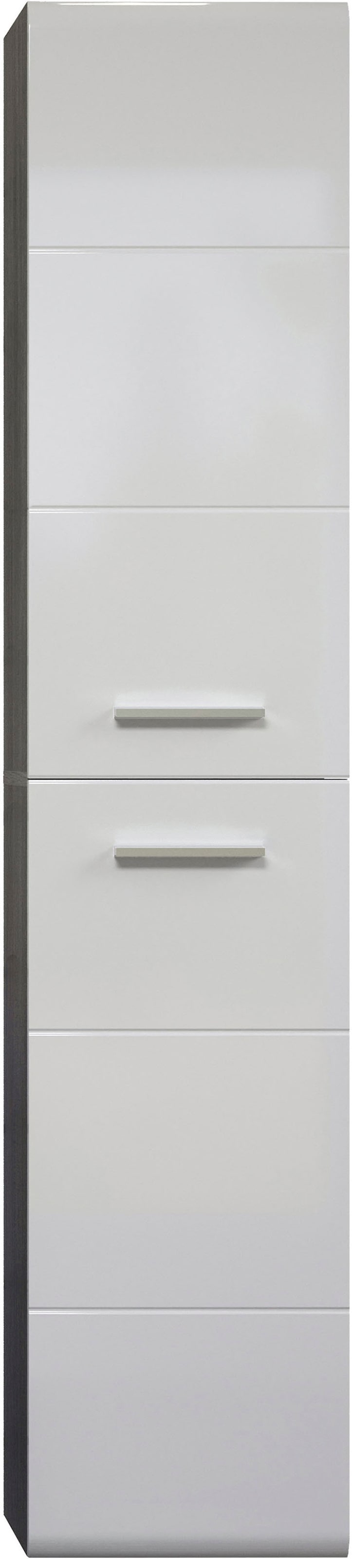 welltime Badmöbel-Set »Ravenna«, (3 St.), Hochschrank, Waschtisch, Spiegelschrank mit Wäschekorb und Waschbecken