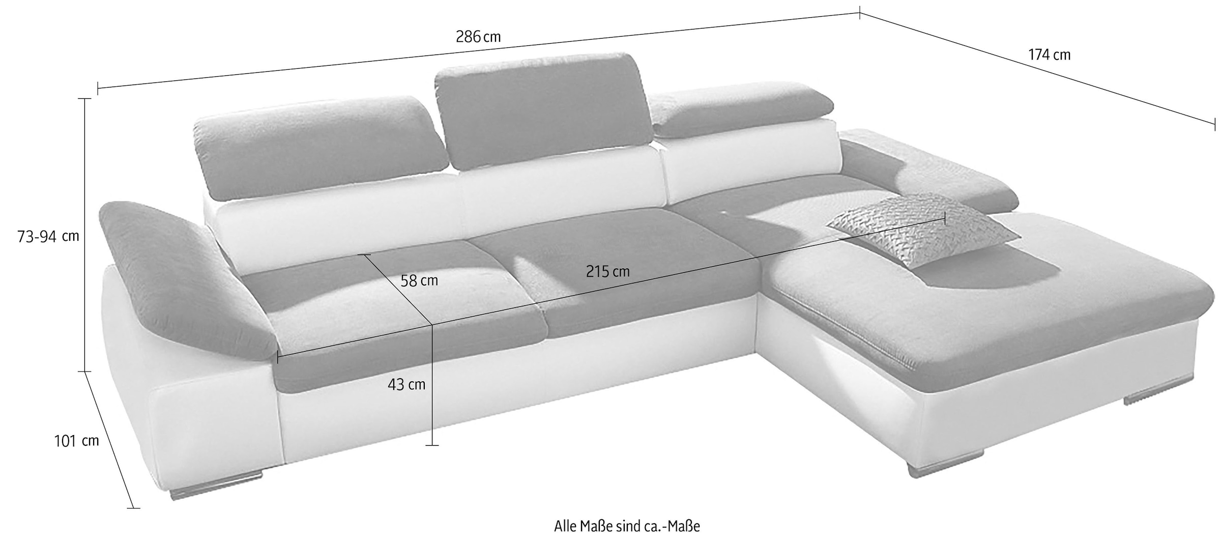 sit&more Ecksofa »Alcudia L-Form«, wahlweise mit Bettfunktion