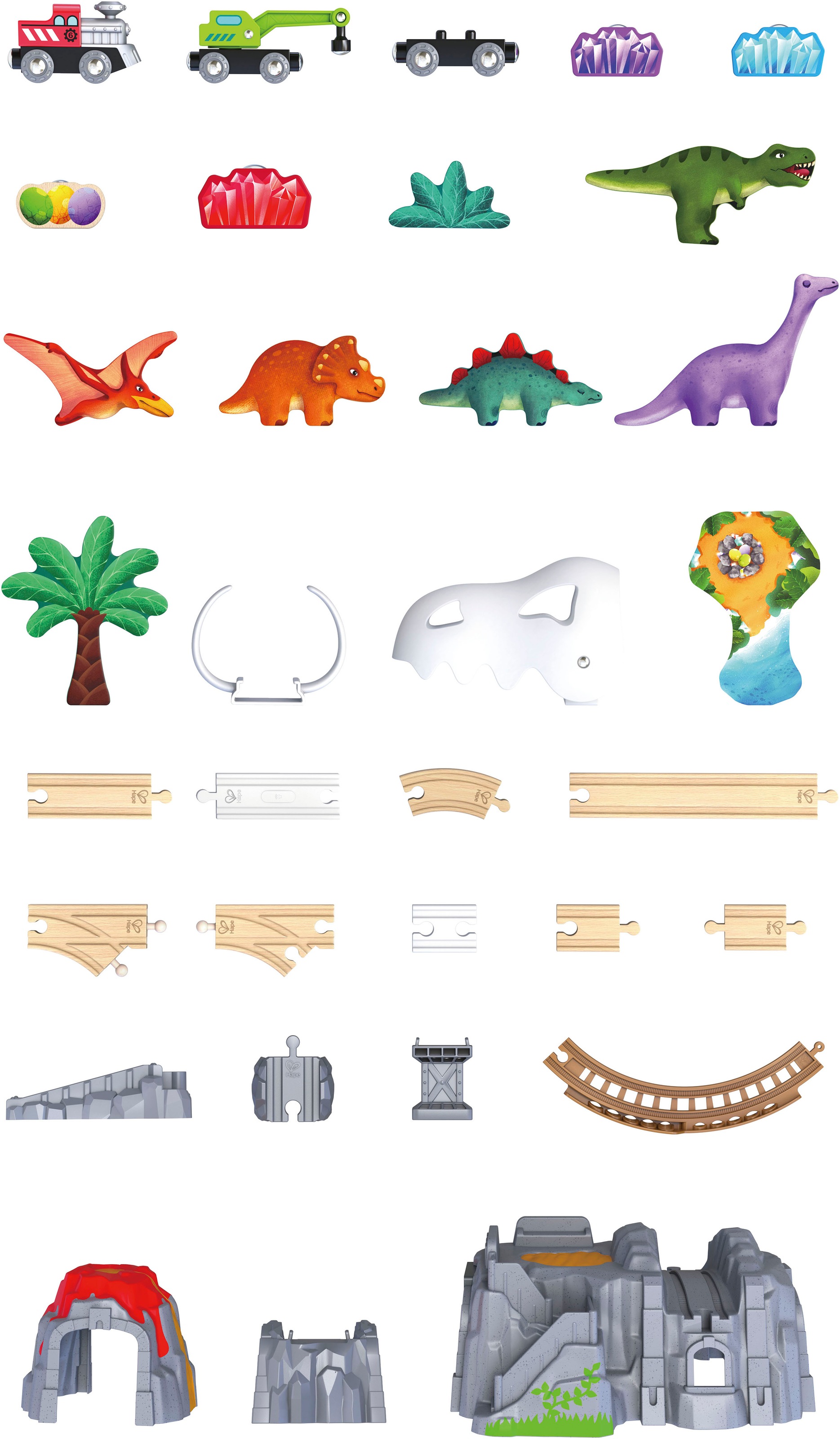 Hape Train jouet »Dino-Eisenbahn-Abenteuer« avec fonction lumière et son