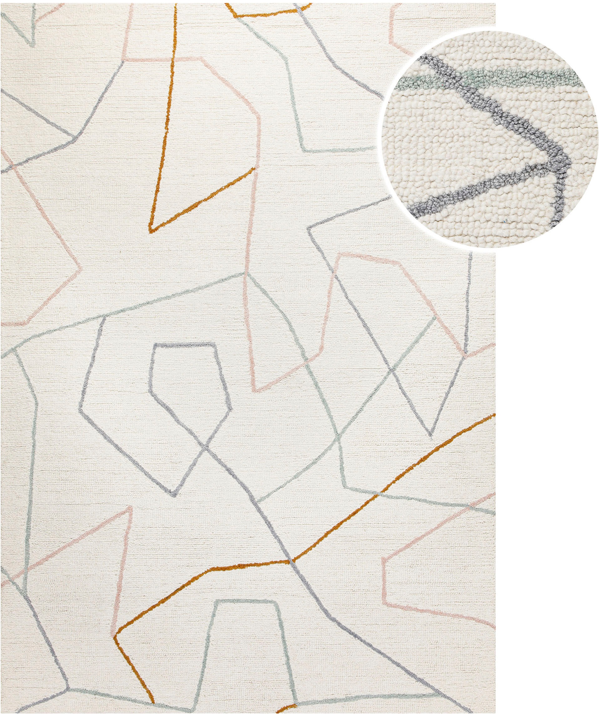 Wecon home Teppich »Nox« rechteckig 6 mm Höhe Wollteppich, abstrakt, hochwertig, handgetuftet, robust, modern