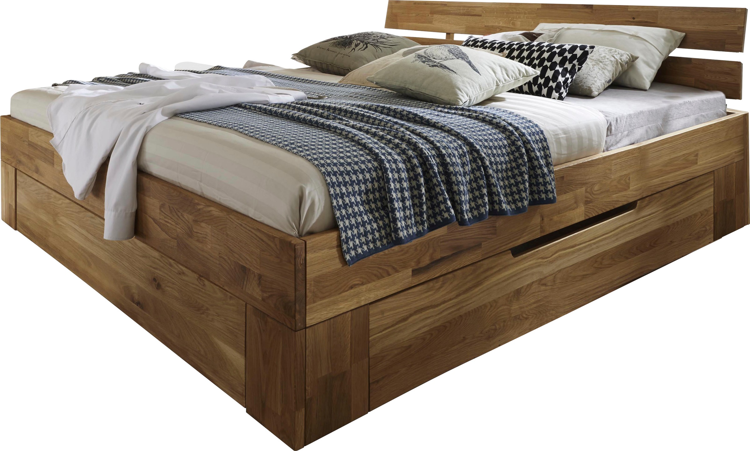 Home affaire "Tommy, Futonbett, aus Massive FSC-zertifizierte Wildeiche, Futon Stil" hohe Belastbarkeit: 200kg je Seite, Massivholz Scandi Design, Robust, stabil, In unterschiedlichen Breiten