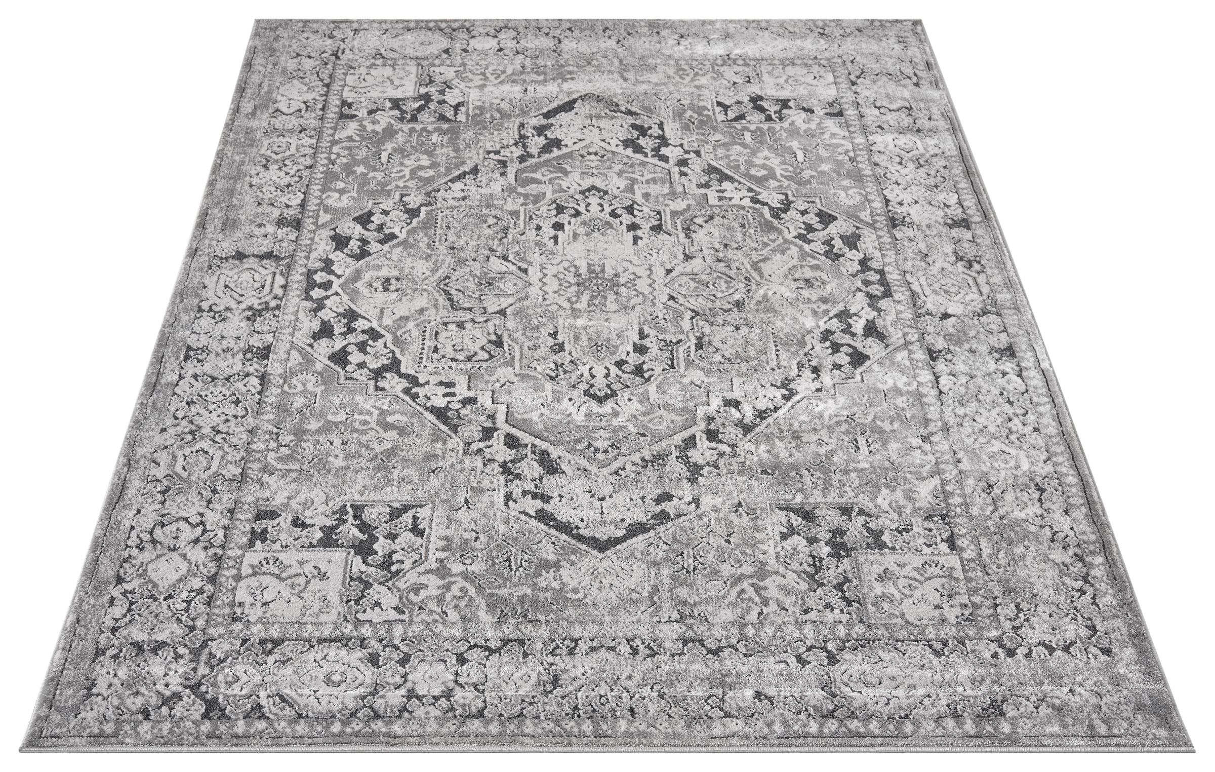 my home Tapis »Kylan, Hoch-Tief-Struktur, dezenter Glanz« Rectangulaire 9 mm Höhe Schrumpf-Garn-Effekt, im Vintage-Look, dichte Qualität, Wohnzimmer