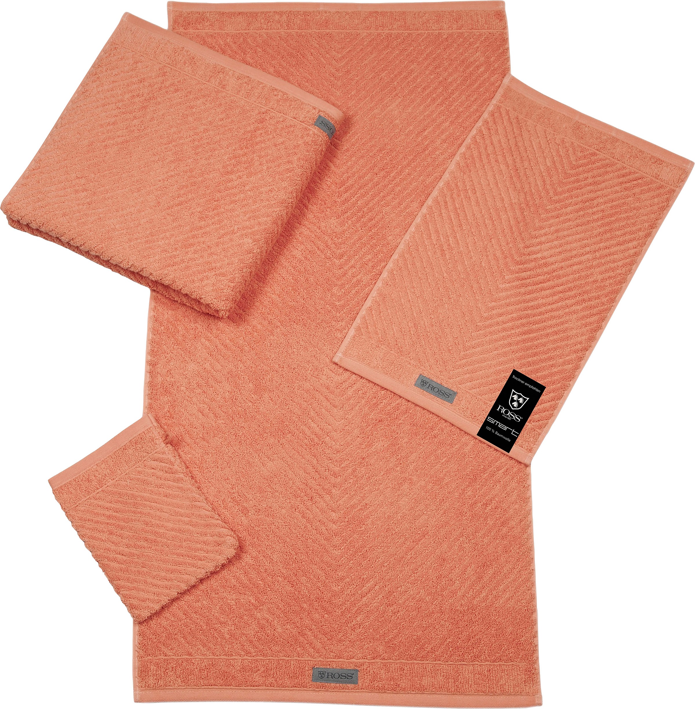 Handtuch »Smart«, (2 St.), Uni-Rippe mit Velourslabel