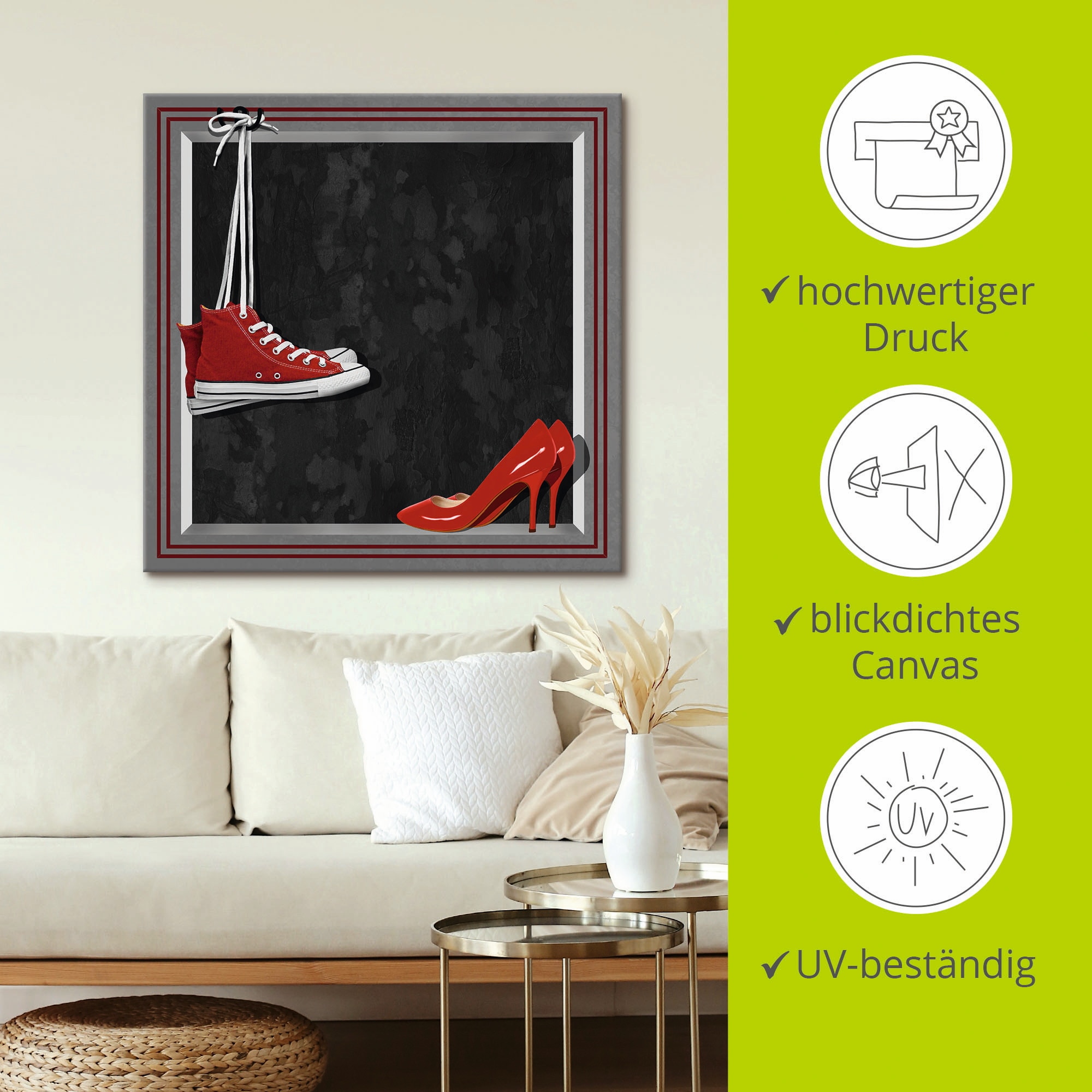 Artland Leinwandbild »Die roten Schuhe«, Mode, (1 St.), auf Keilrahmen gespannt