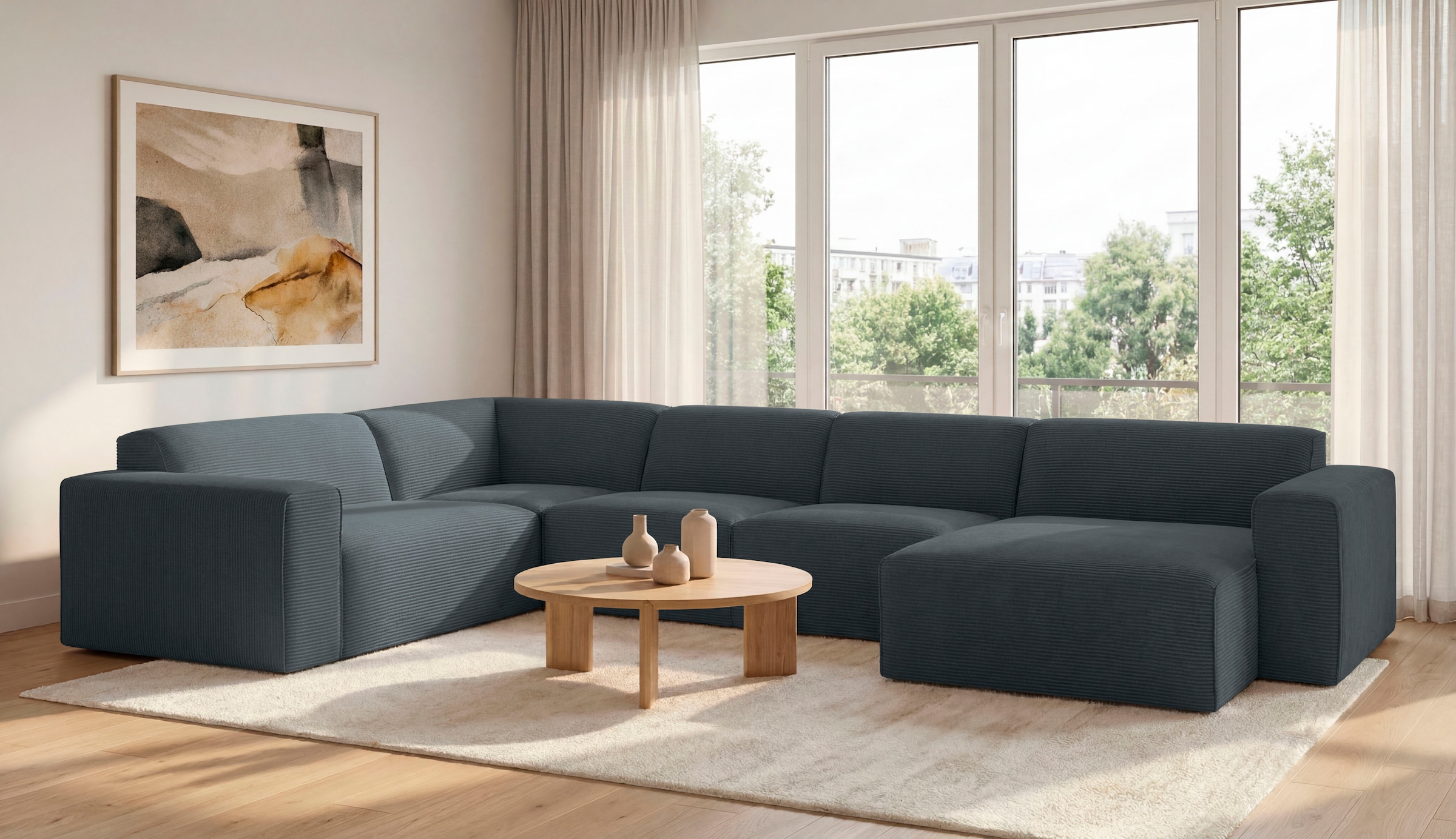 GOODproduct Paysage de salon »Clayton Breite 371 cm, U-Form« dans une housse en velours côtelé tendance, différentes combinaisons disponibles