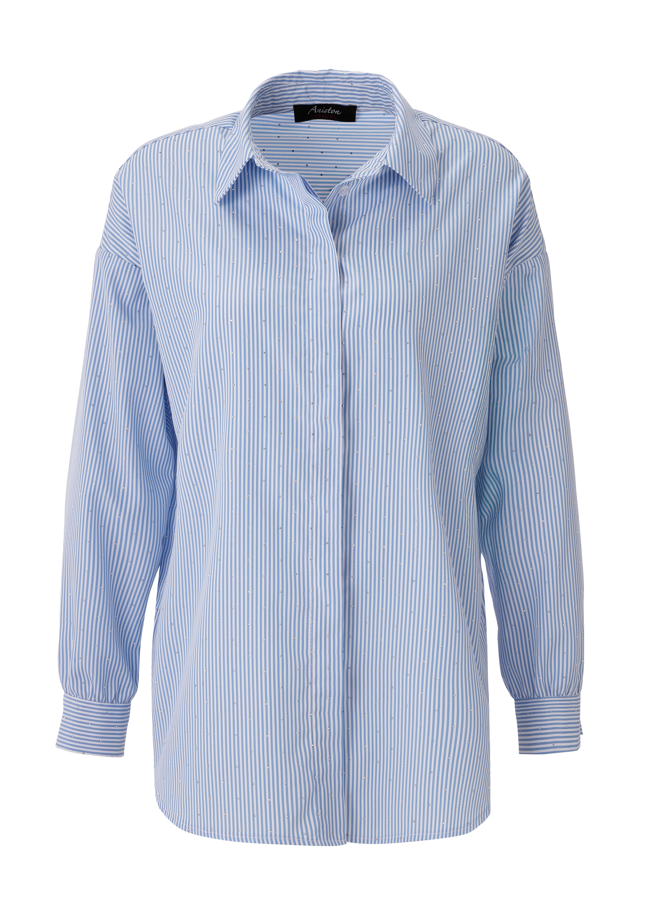 Aniston CASUAL Hemdbluse , gestreift und mit Glitzersteinchen verziert - NEUE KOLLEKTION