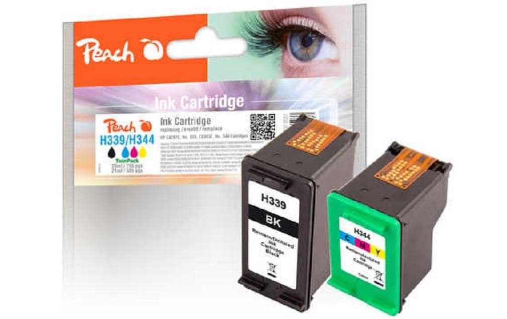 Tintenpatrone »Peach HP No 339 / No 344 BK, Color«, (2 St.)